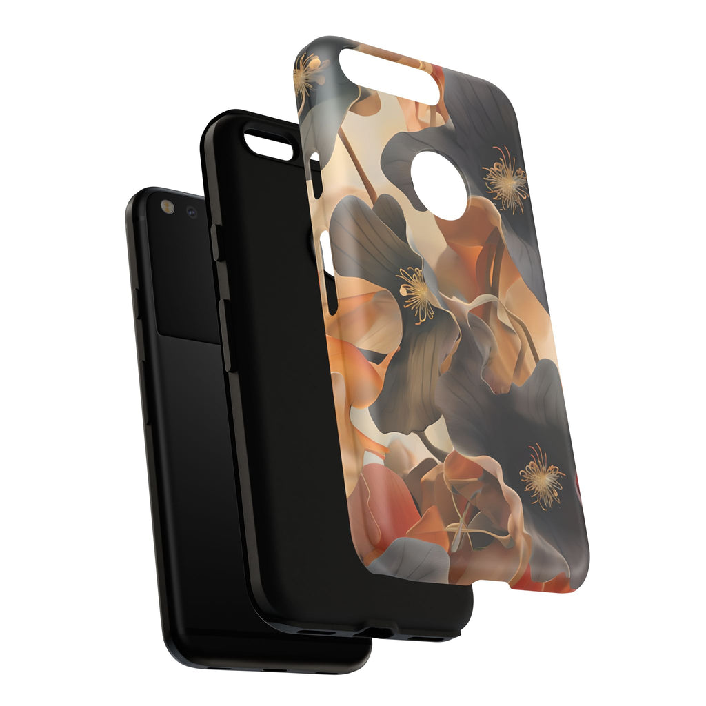 Autumn Ember - Moody Floral Art Google Pixel Tough Phone Case - Warm Earthy Botanical Design
