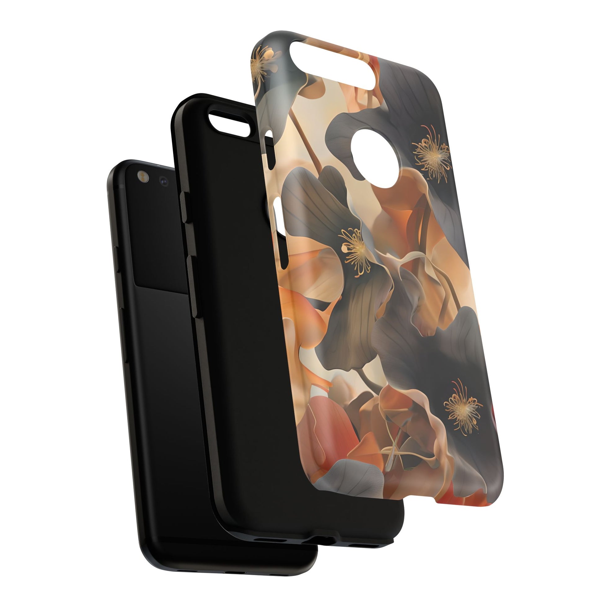 Autumn Ember - Moody Floral Art Google Pixel Tough Phone Case - Warm Earthy Botanical Design