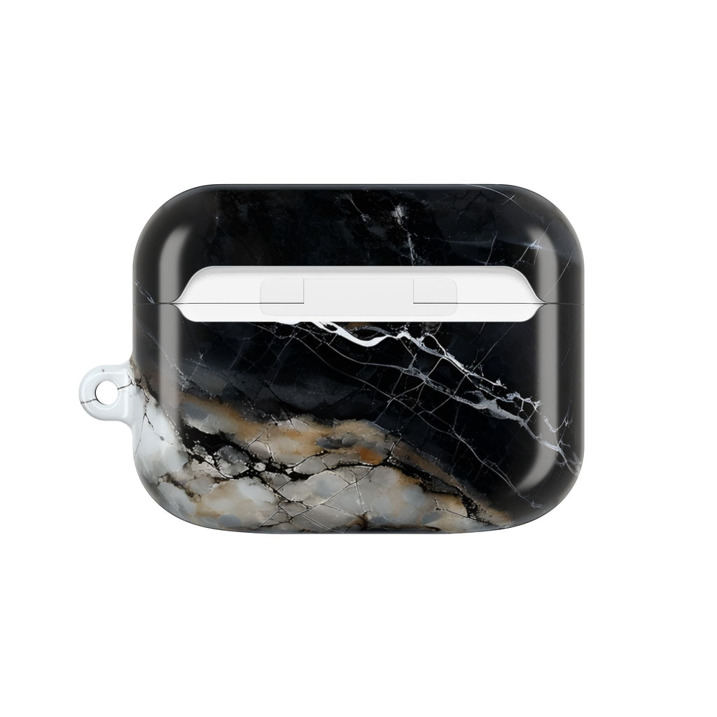 Obsidian Vein AirPod Case - Black Marble Earbud Cover for Gen 1, 2, 3, Pro Gen 1 & 2