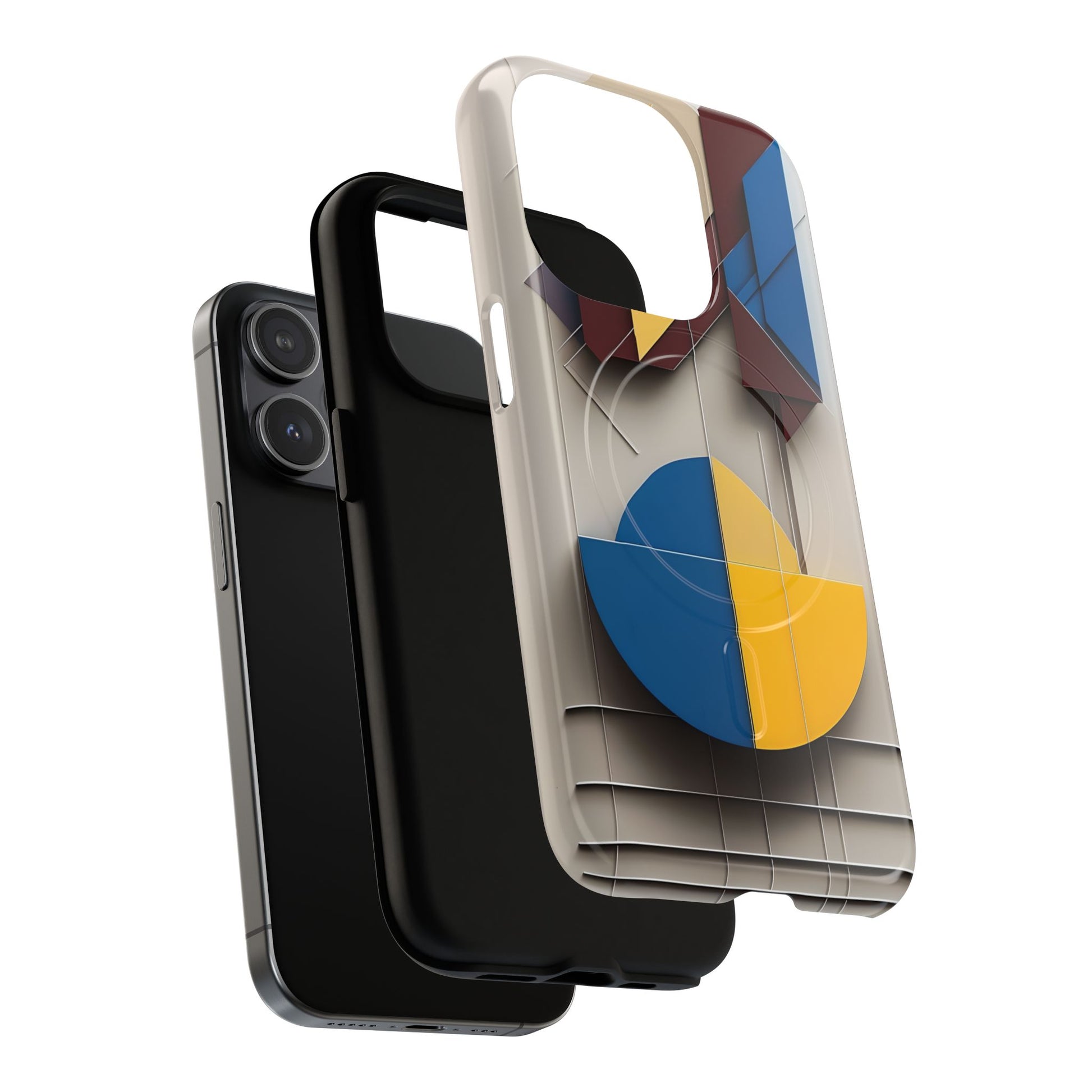 Chromatic Construct iPhone 15 Pro MagSafe Phone Case -Modern Geometrical Design, Primary Colors