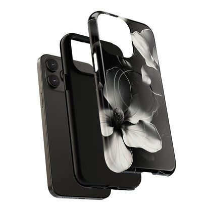 Monochrome Magnolia - Elegant Black & White Floral iPhone MagSafe Phone Case - Artistic Magnolia Design