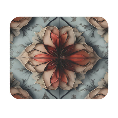 Ember Bloom mouse pad featuring bold red floral bloom artwork