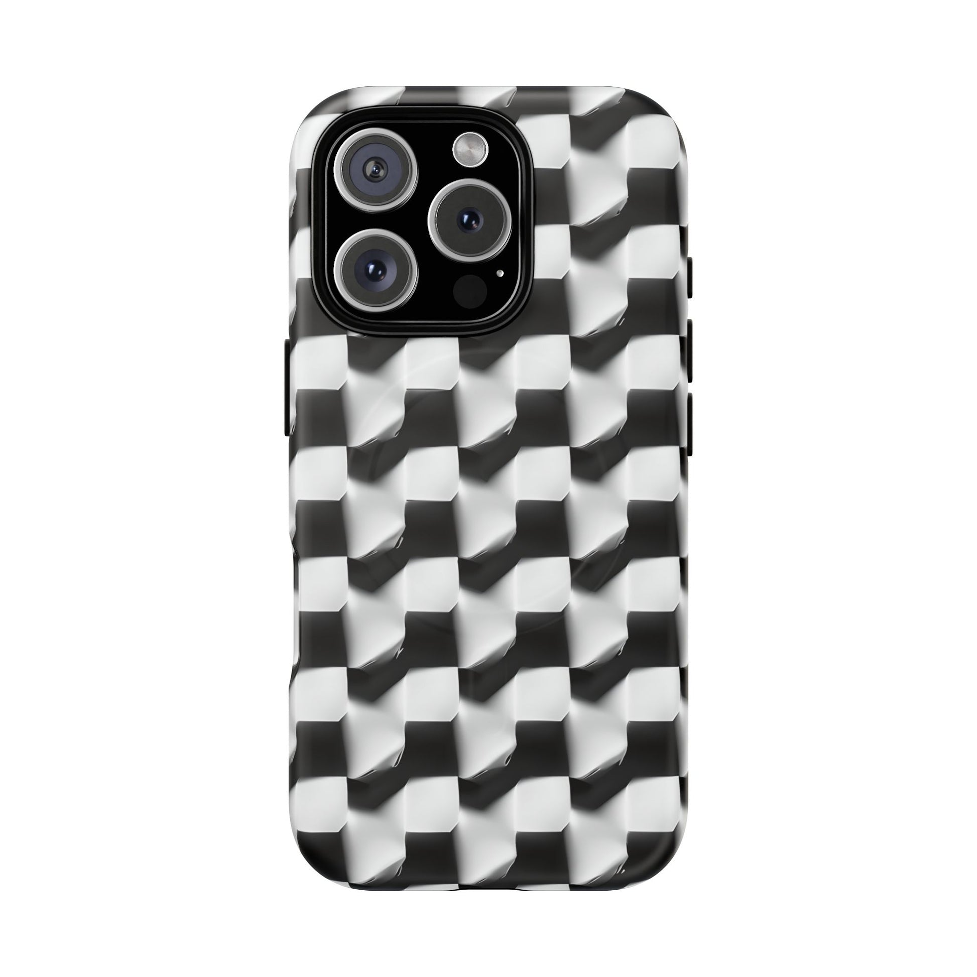 Monochrome Grid - iPhone 16 Pro MagSafe Phone Case - Bold, Modern Black & White Design