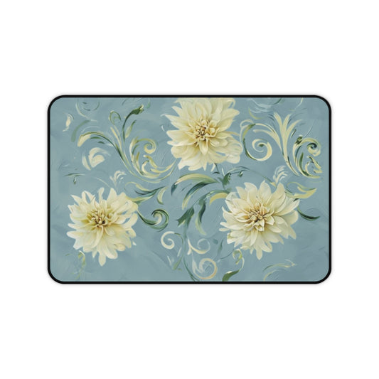 Golden Dahlia Trio Desk Mat - Premium Office Desk Pad, 3 Sizes Available, Artistic Workspace Protection
