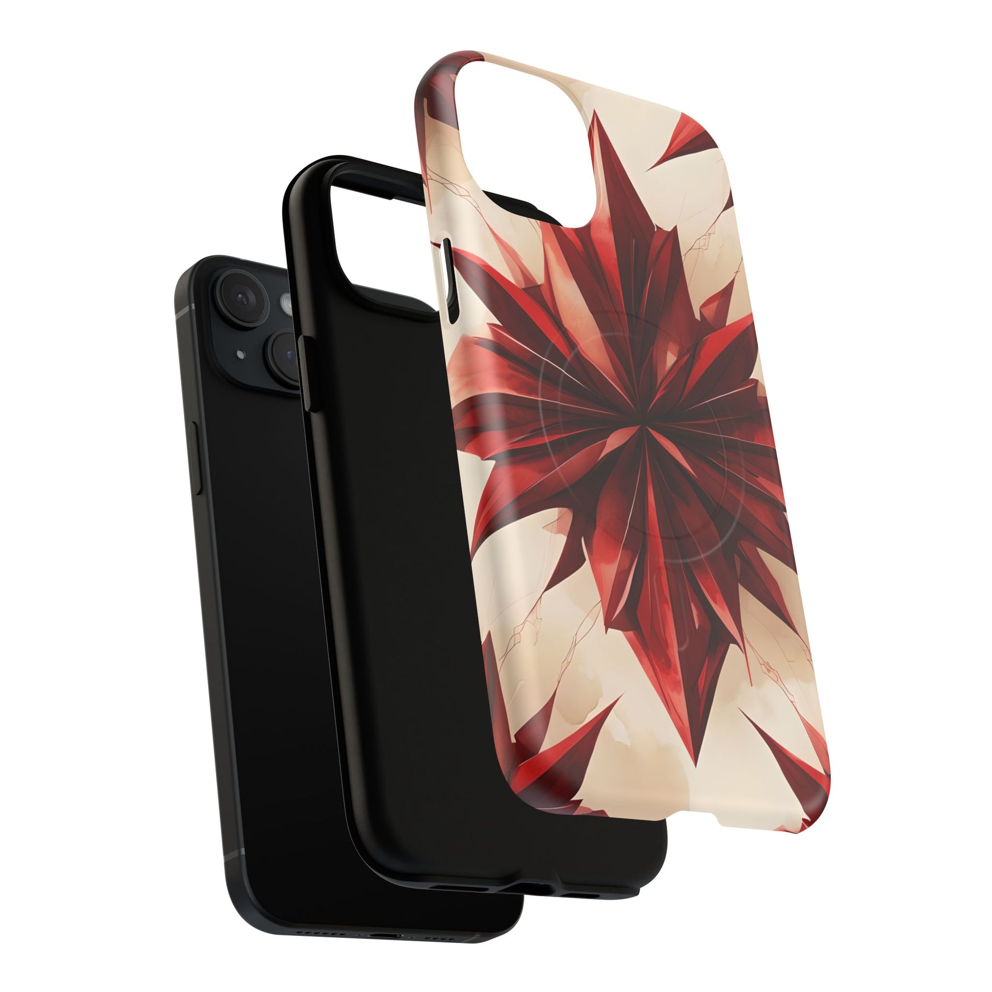 Ruby Compass iPhone 15 Plus MagSafe Phone Case - Bold Red Modern Design