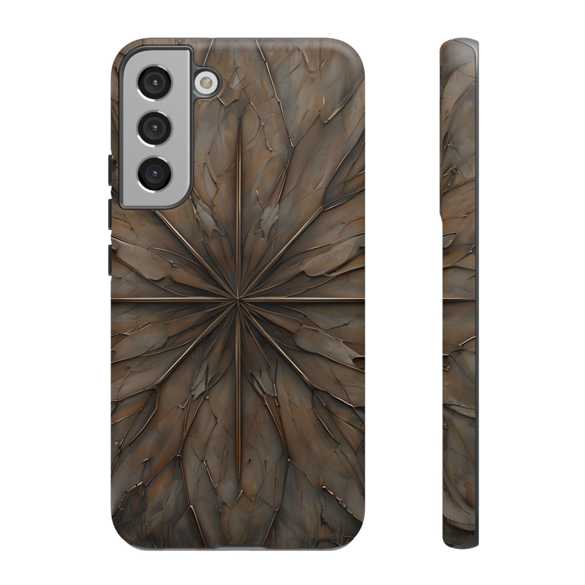 Earthstone Mandala - Kaleidoscope Collection Artistic Taupe Burst - Samsung Galaxy S22 Plus Tough Phone Case