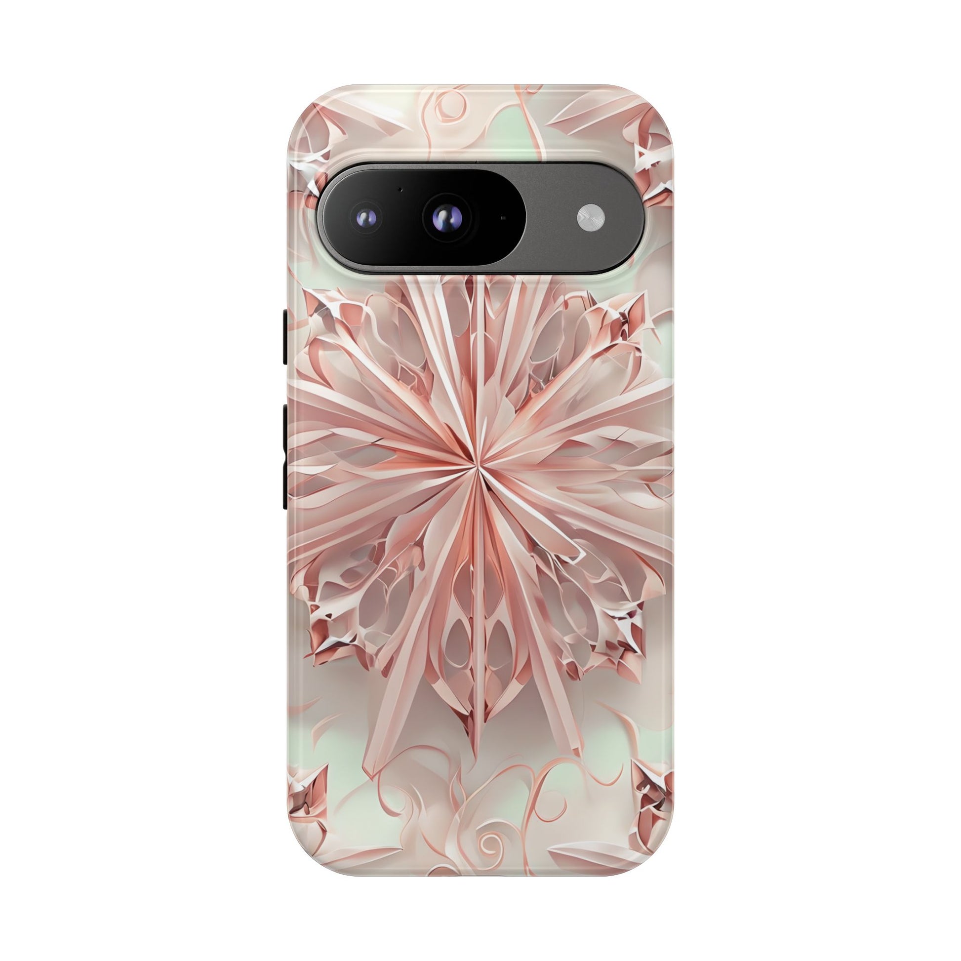 Blush Frost from our Kaleidoscope Collection - Google Pixel 9 tough case - Soft Pink Geometric Floral Design
