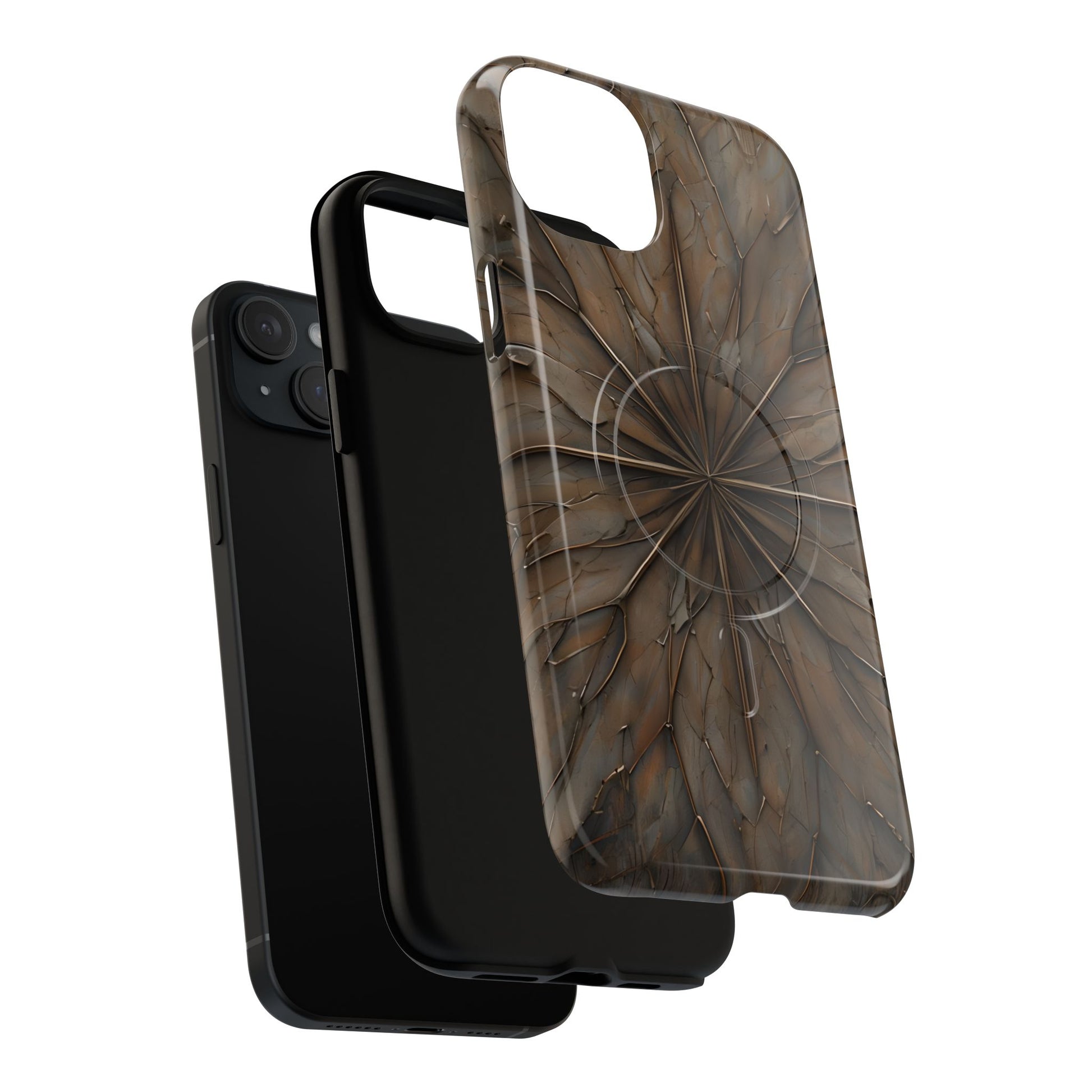 Earthstone Mandala - Kaleidoscope Collection Artistic Taupe Burst - iPhone 15 Plus MagSafe Phone Case