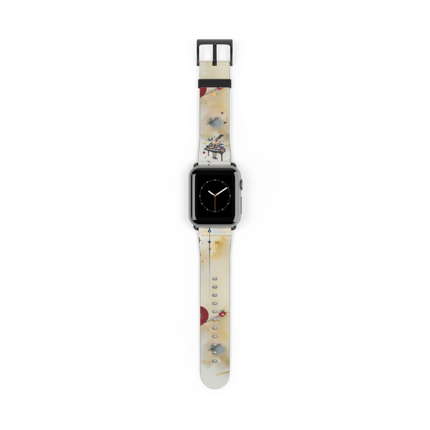Keys of Imagination Small Grand Piano Apple Watch band featuring whimsical piano and music-themed artwork