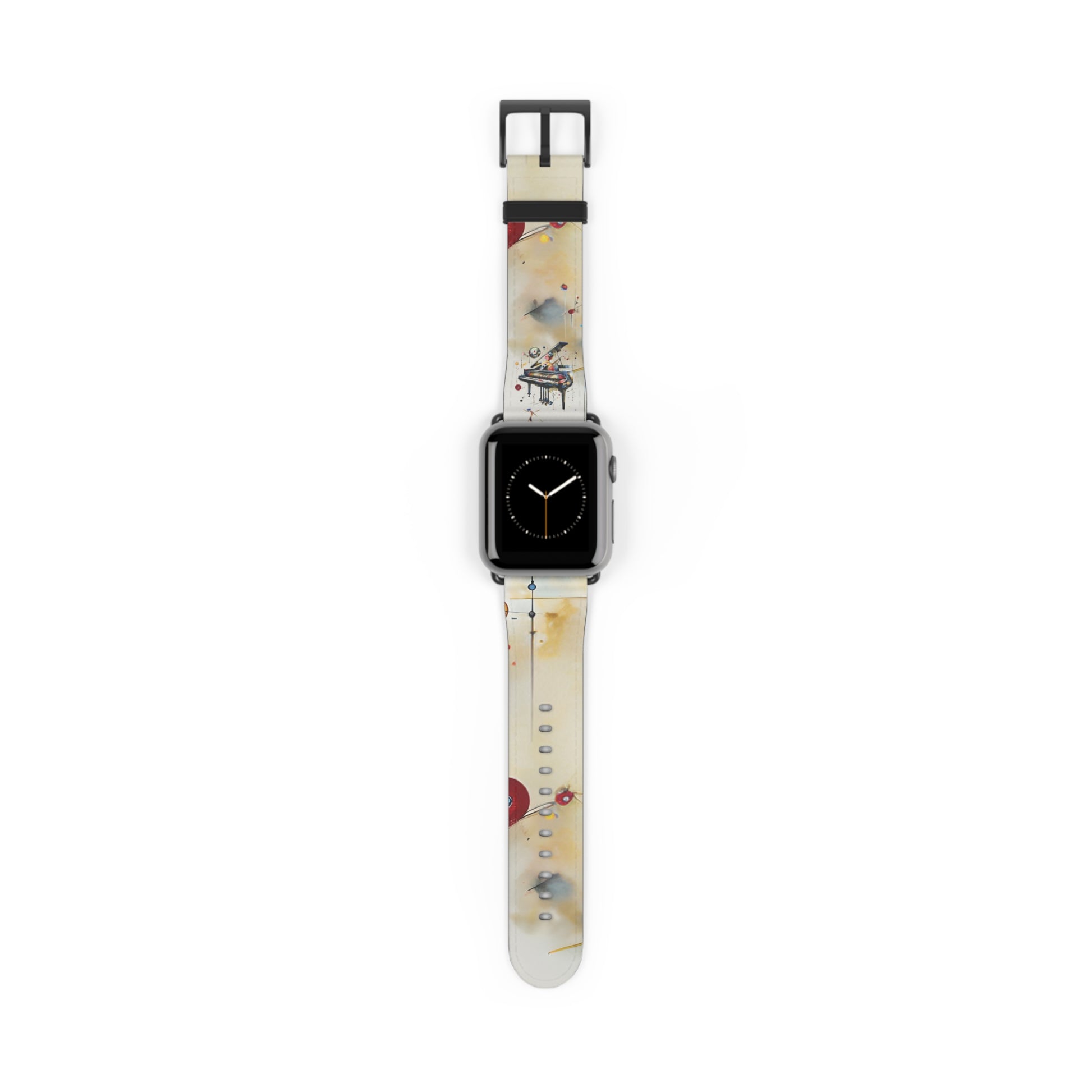 Keys of Imagination Small Grand Piano Apple Watch band featuring whimsical piano and music-themed artwork