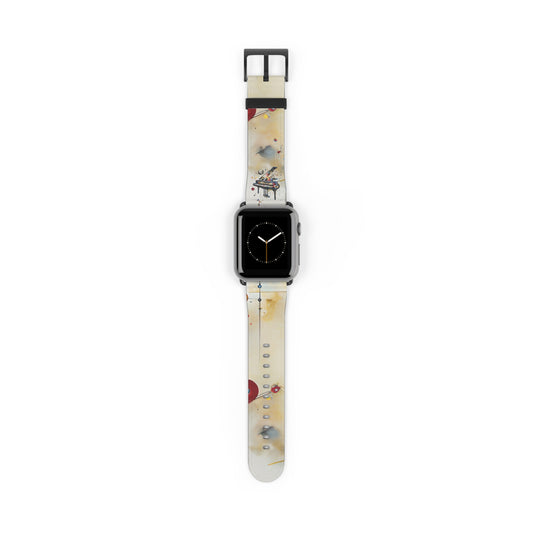 Keys of Imagination Small Grand Piano Apple Watch band featuring whimsical piano and music-themed artwork
