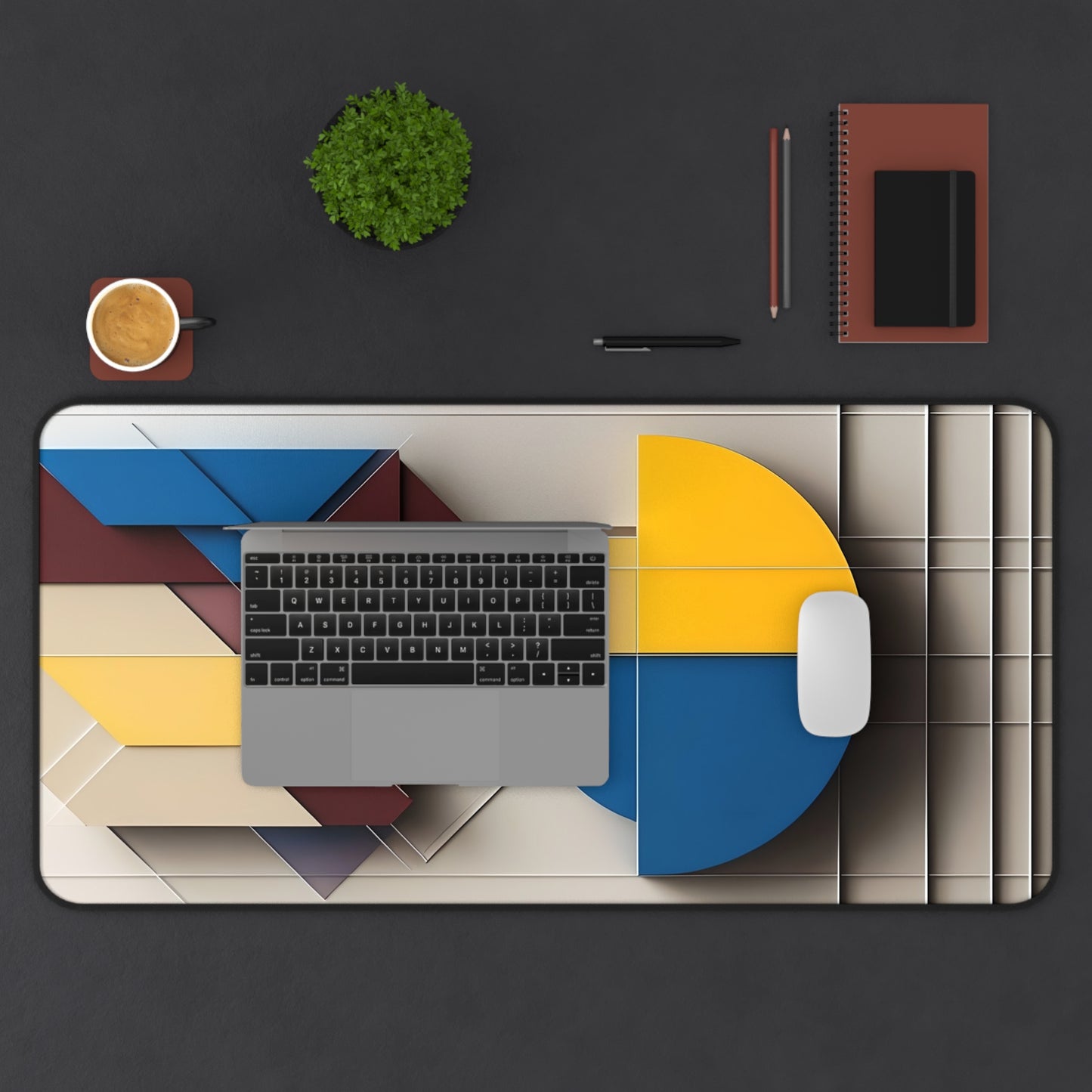 Chromatic Construct Desk Mat - Premium Office Desk Pad, 3 Sizes Available, Artistic Workspace Protection