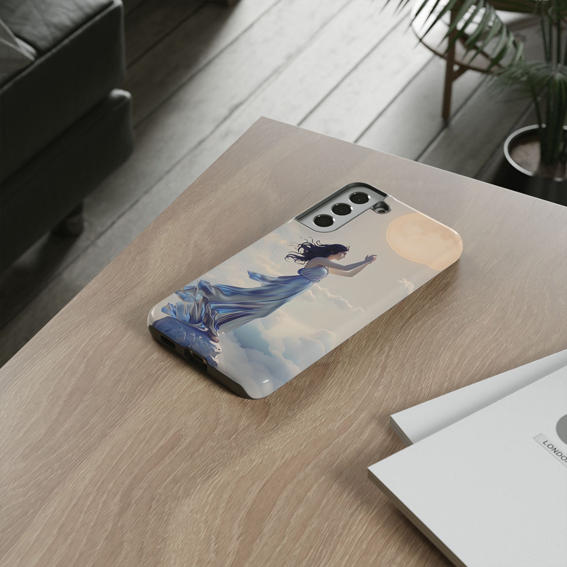 Moonlit Ascend - Ethereal Celestial Art Samsung Galaxy S22 Plus Tough Phone Case - Dreamy Night Sky & Floating Woman Design