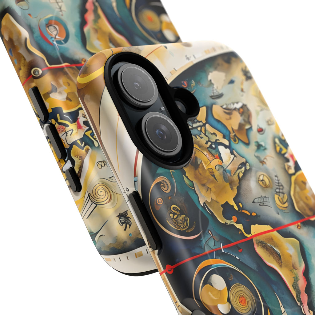 Celestial Map iPhone 16 MagSafe Phone Case -Vintage Nautical World Map, Artistic Blue & Gold