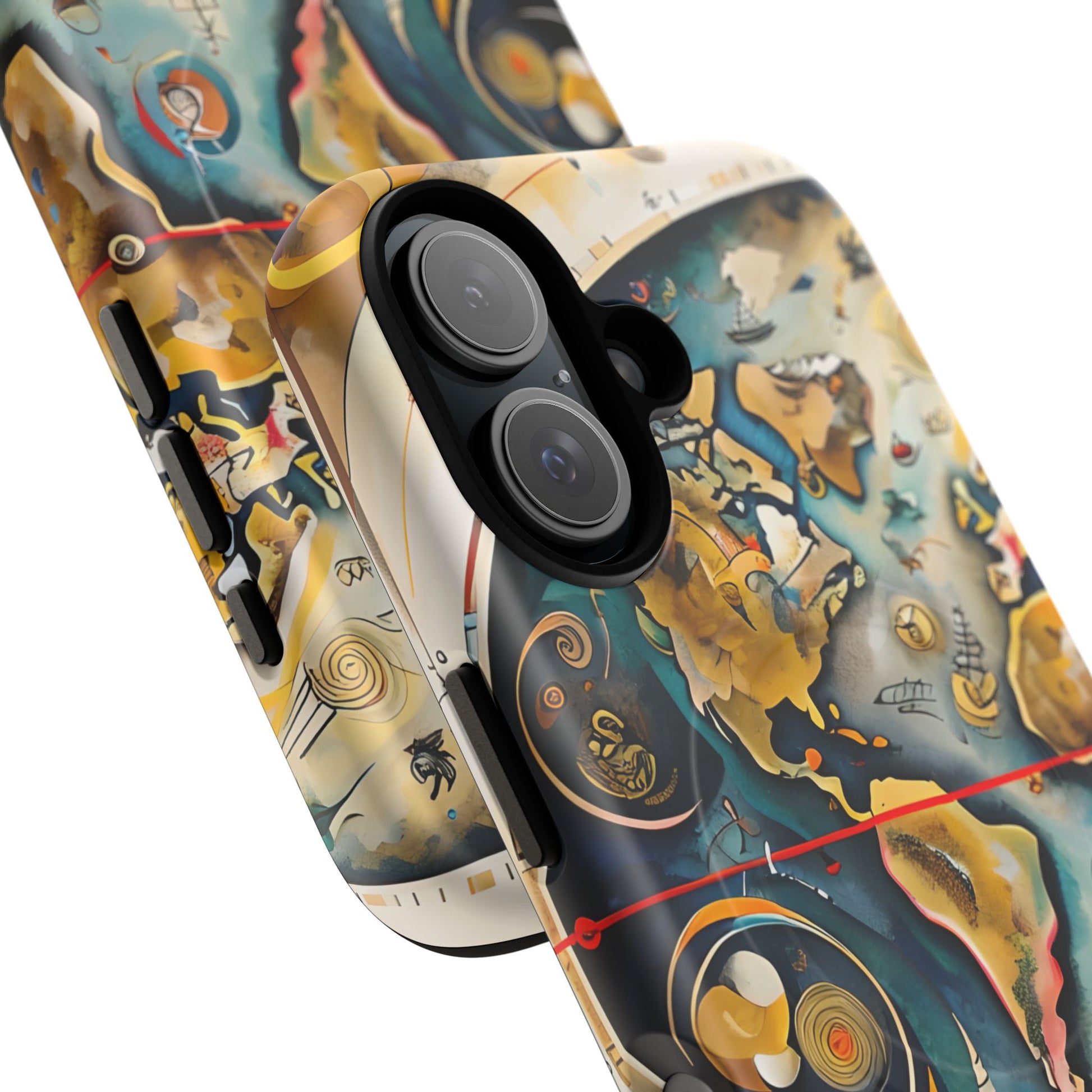 Celestial Map iPhone 16 MagSafe Phone Case -Vintage Nautical World Map, Artistic Blue & Gold