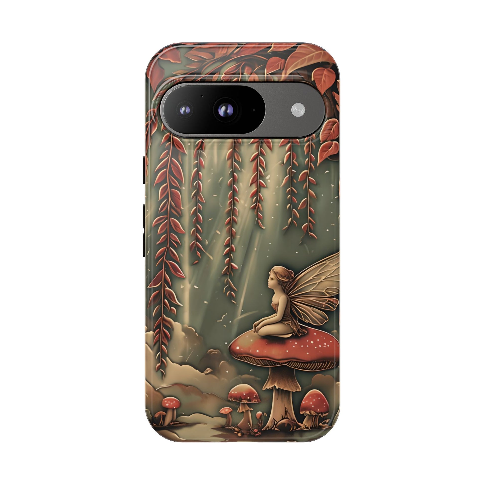 Willow Whisper - Tranquil Nature Art Google Pixel 9 Tough Phone Case - Serene Willow Tree & Meditative Figure Design