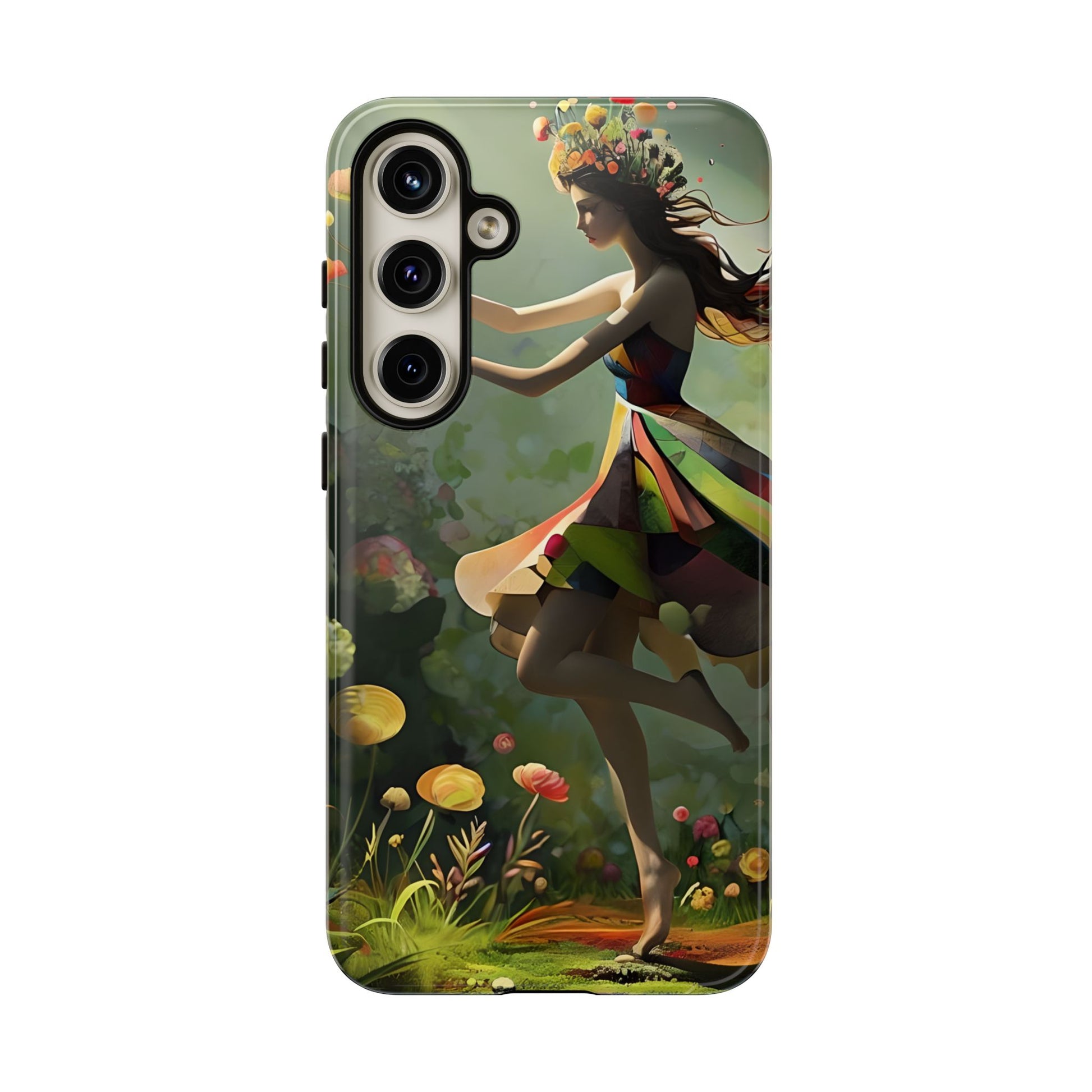 Dancing Wildflower Muse Samsung Galaxy S24 Plus Tough Case - Artistic Floral Fantasy Cover - Whimsical Nature-Inspired Protective Accessory