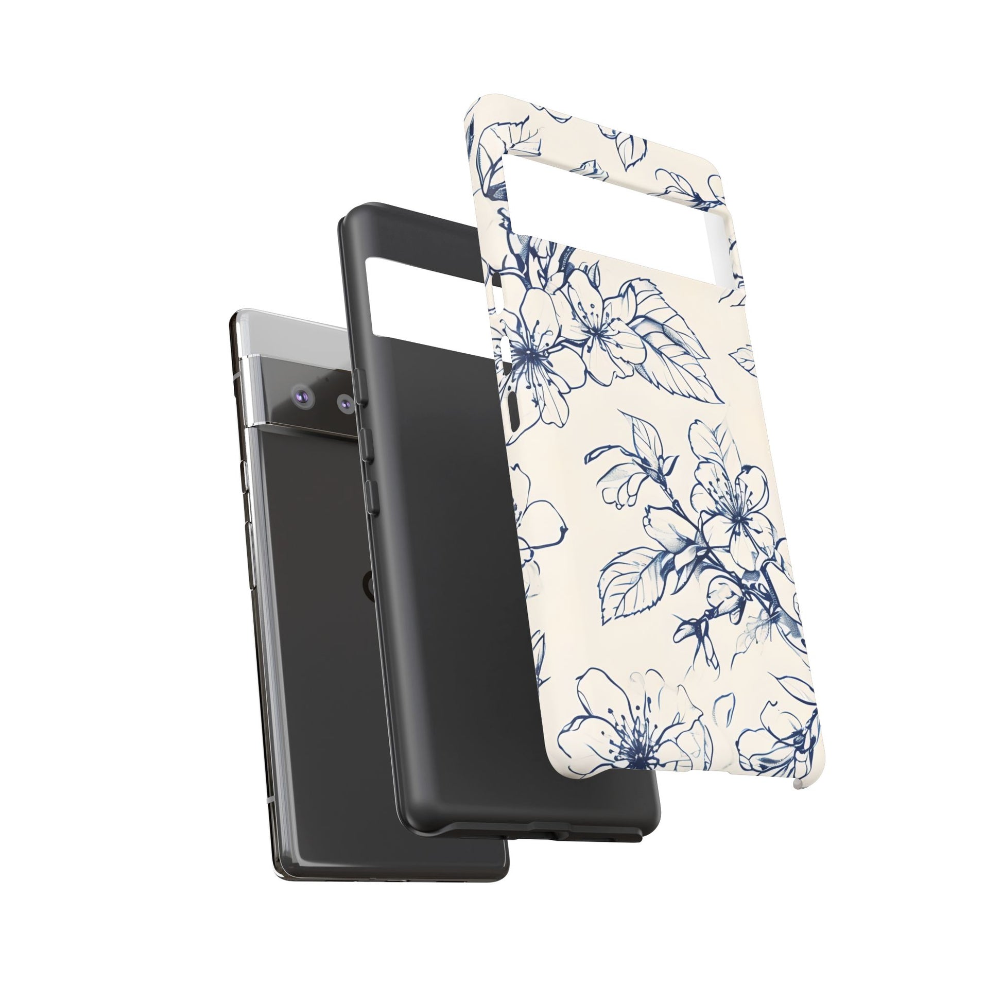 Blossom Sketch - Artistic Blue Floral Google Pixel 6 Pro - Tough Phone Case - Hand-Drawn Botanical Design