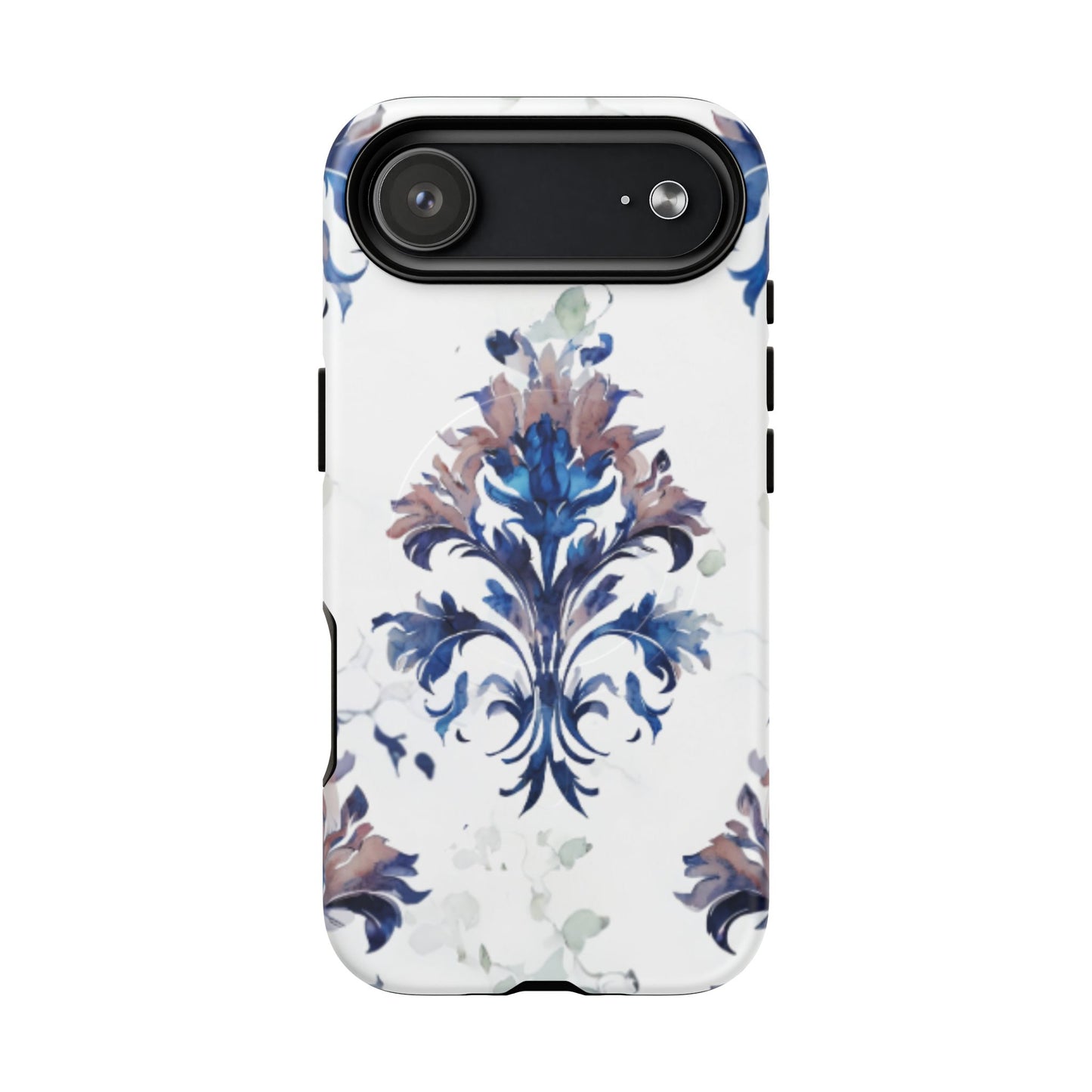 Delft Reverie Delft blue floral porcelain iPhone MagSafe case with large camera cutout