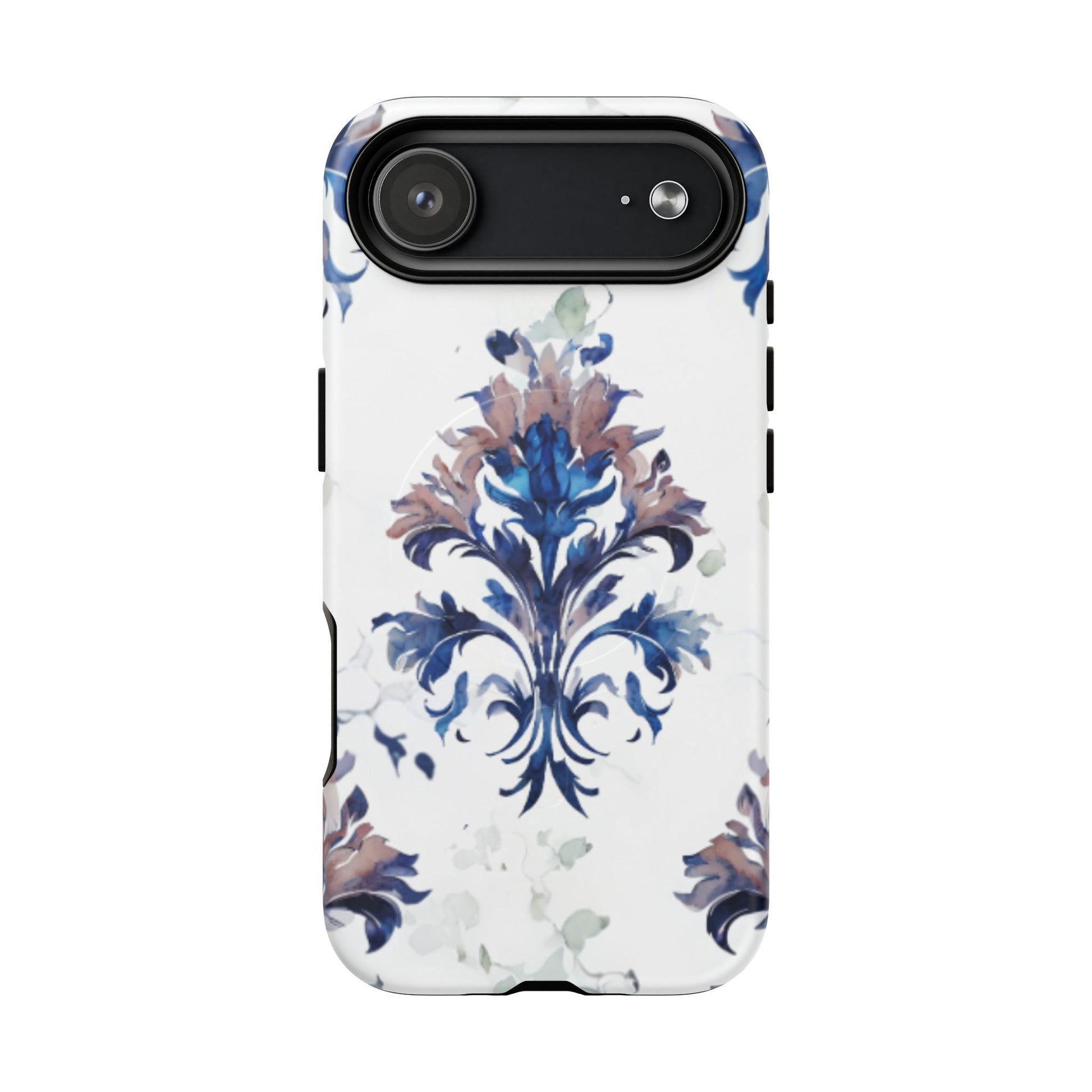Delft Reverie Delft blue floral porcelain iPhone MagSafe case with large camera cutout