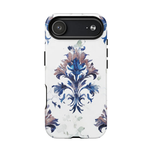 Delft Reverie Delft blue floral porcelain iPhone MagSafe case with large camera cutout