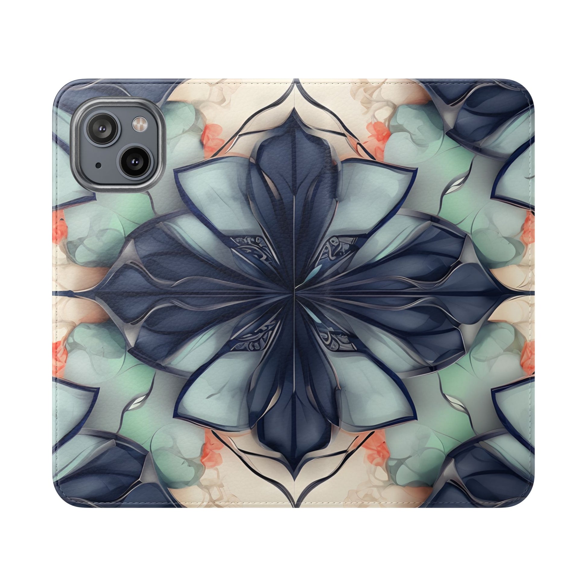 Midnight Mosaic - Abstract Floral Flip Phone Case for iPhone 14