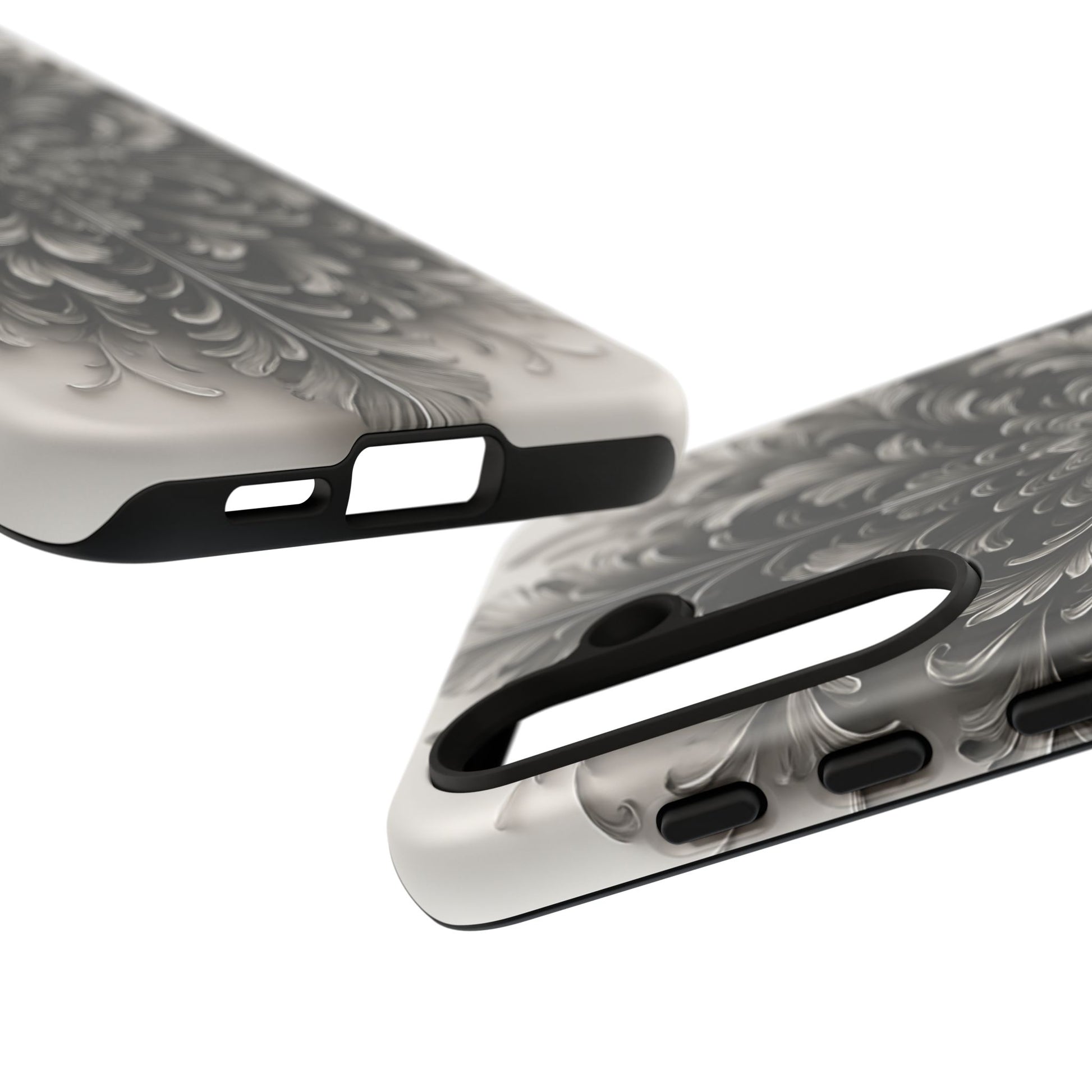 Obsidian Bloom - Elegant Black & White Samsung Galaxy S24 Tough Phone Case - Intricate Mandala Flower Design