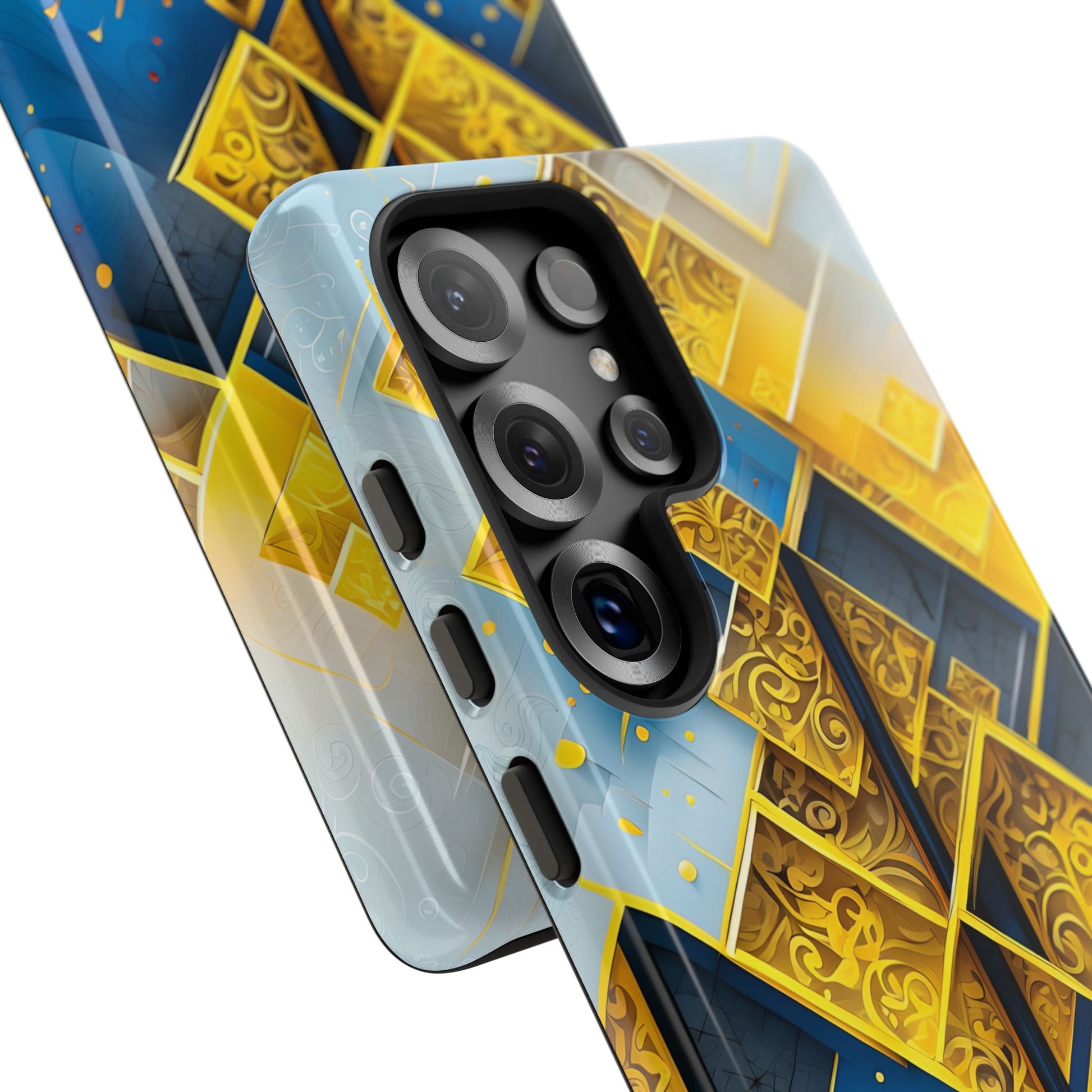 Golden Ascent Luxe Geometric Samsung Galaxy S25 Ultra Tough Case - Elegant Abstract Gold Design