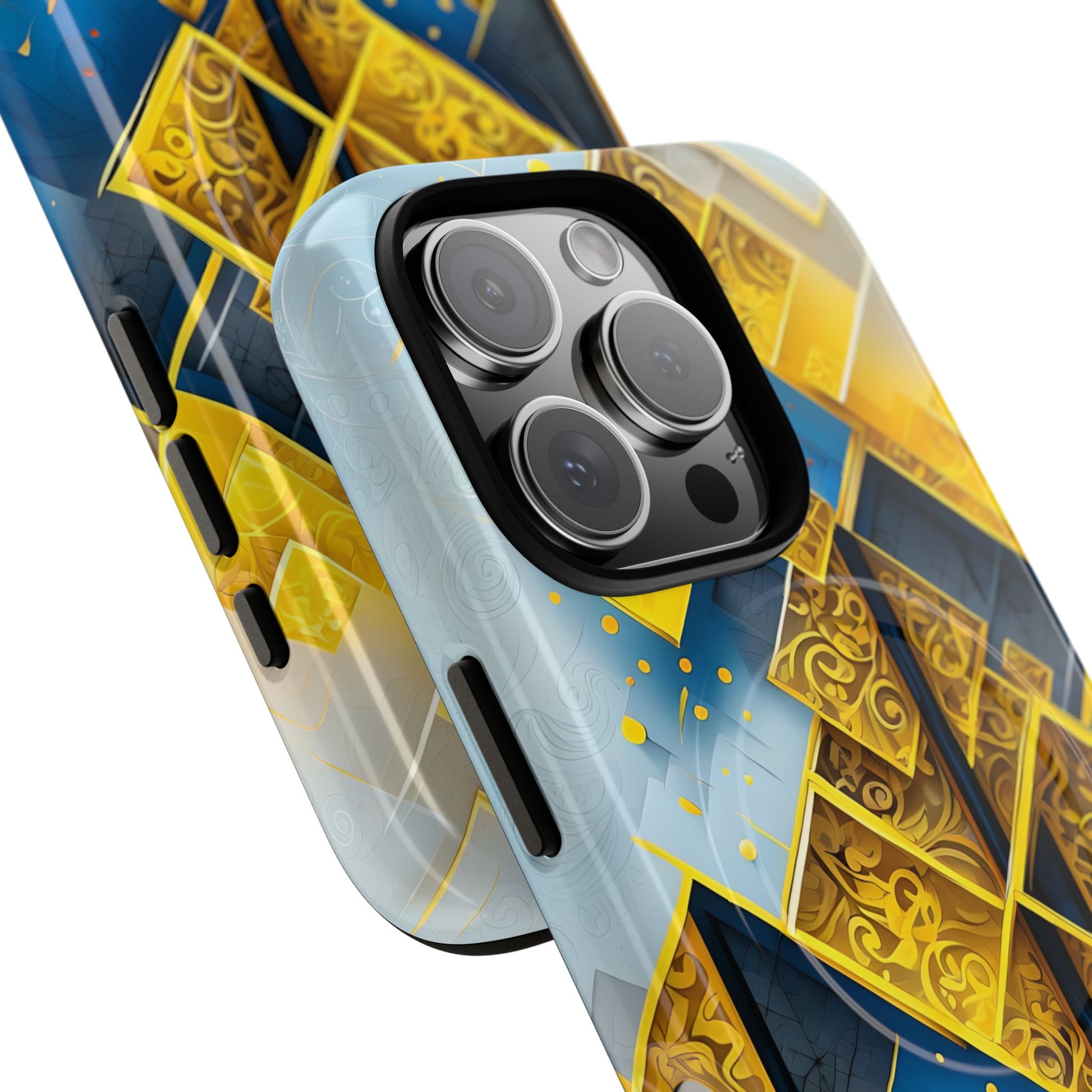 Golden Ascent Luxe Geometric iPhone 16 Pro - MagSafe Compatible - Elegant Abstract Gold Design