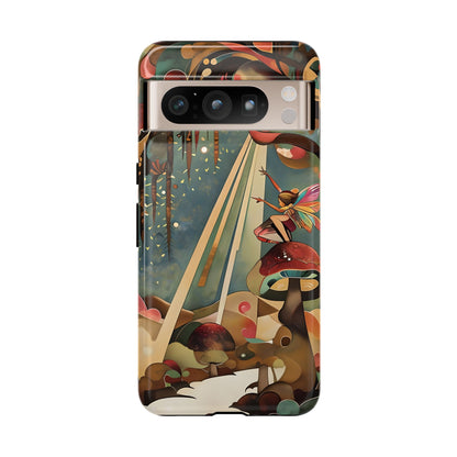 Enchanted Orchard fairy on mushroom in enchanted forest Google Pixel phone case