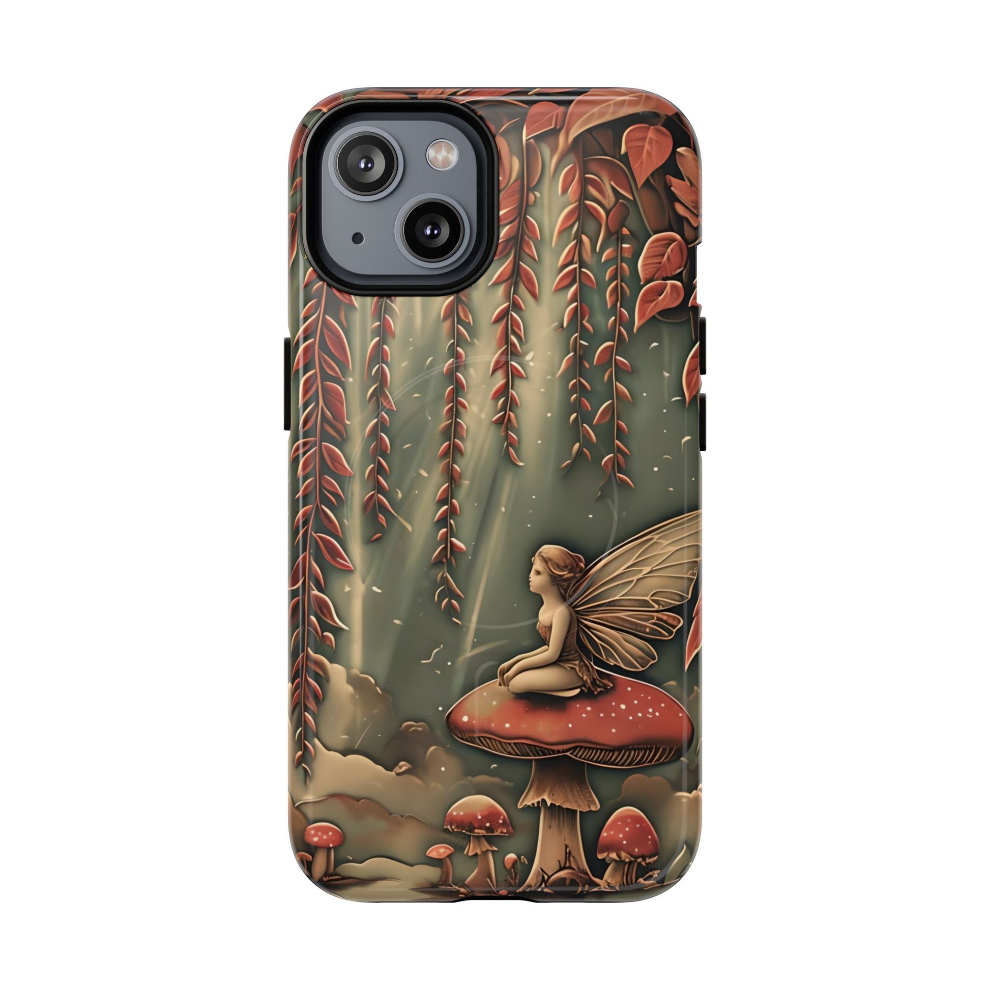 Willow Whisper iPhone MagSafe case with vintage woodland illustration and willow trees