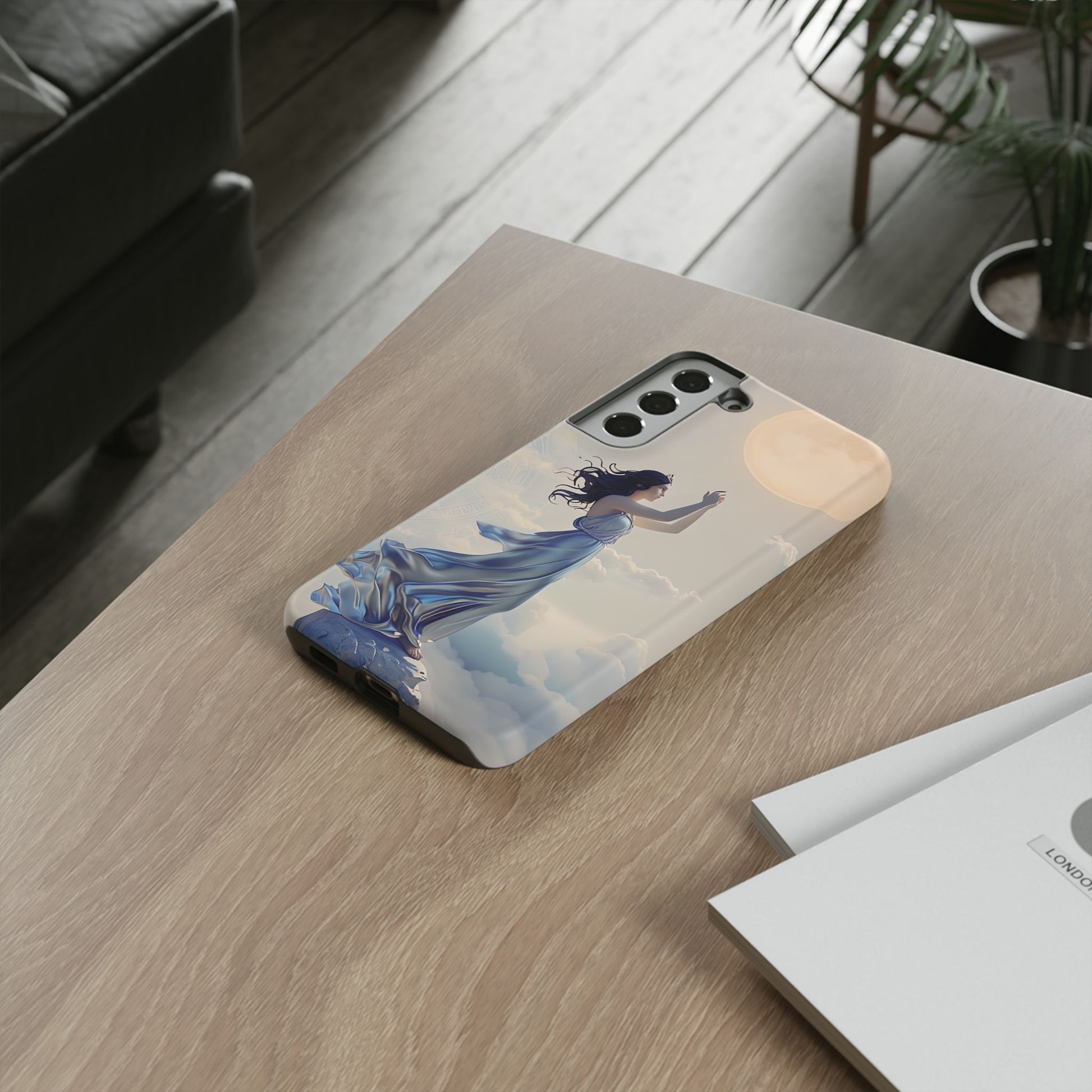 Moonlit Ascend - Ethereal Celestial Art Samsung Galaxy S22 Plus Tough Phone Case - Dreamy Night Sky & Floating Woman Design