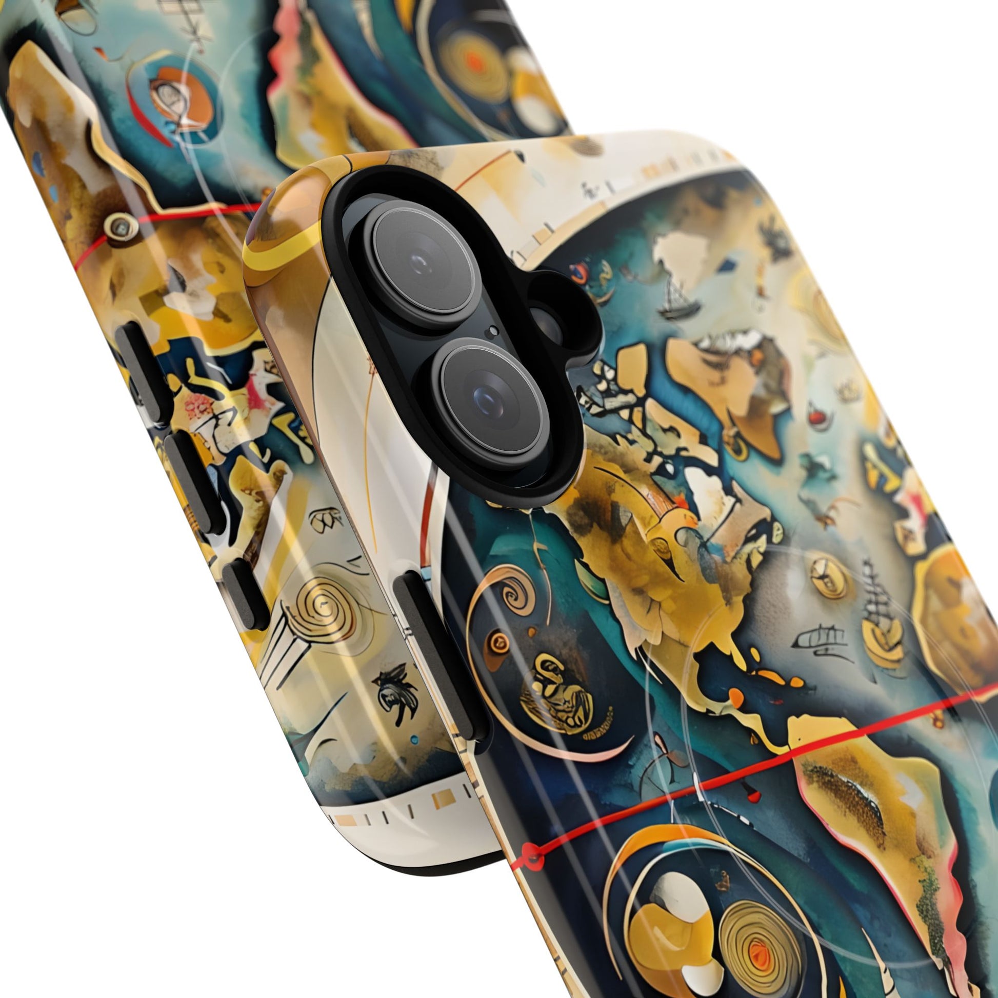 Celestial Map iPhone 16 Plus MagSafe Phone Case -Vintage Nautical World Map, Artistic Blue & Gold