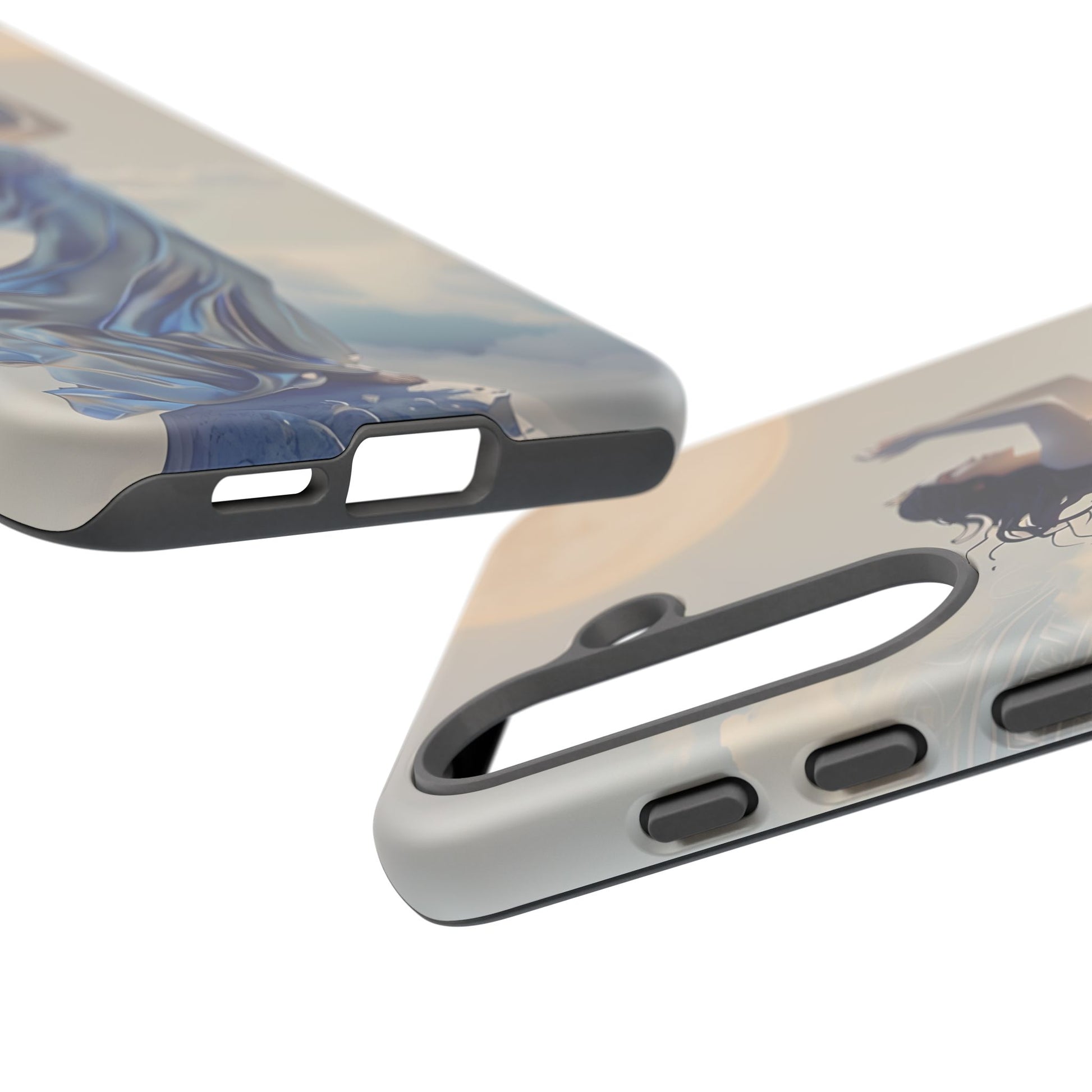 Moonlit Ascend - Ethereal Celestial Art Samsung Galaxy S25 Tough Phone Case - Dreamy Night Sky & Floating Woman Design