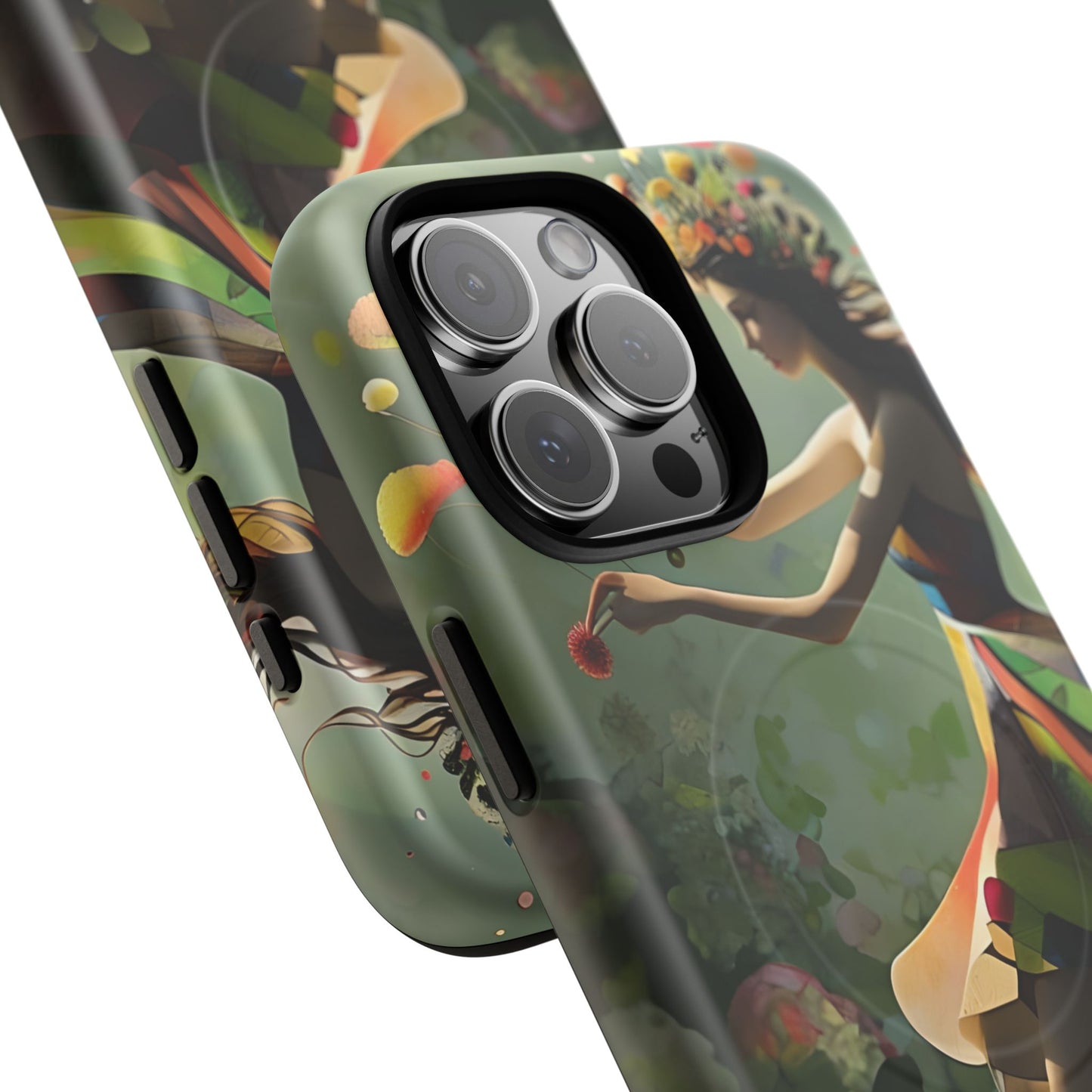 Dancing Wildflower Muse iPhone - Artistic Floral Fantasy Cover - MagSafe Compatible - Whimsical Nature-Inspired Protective Accessory