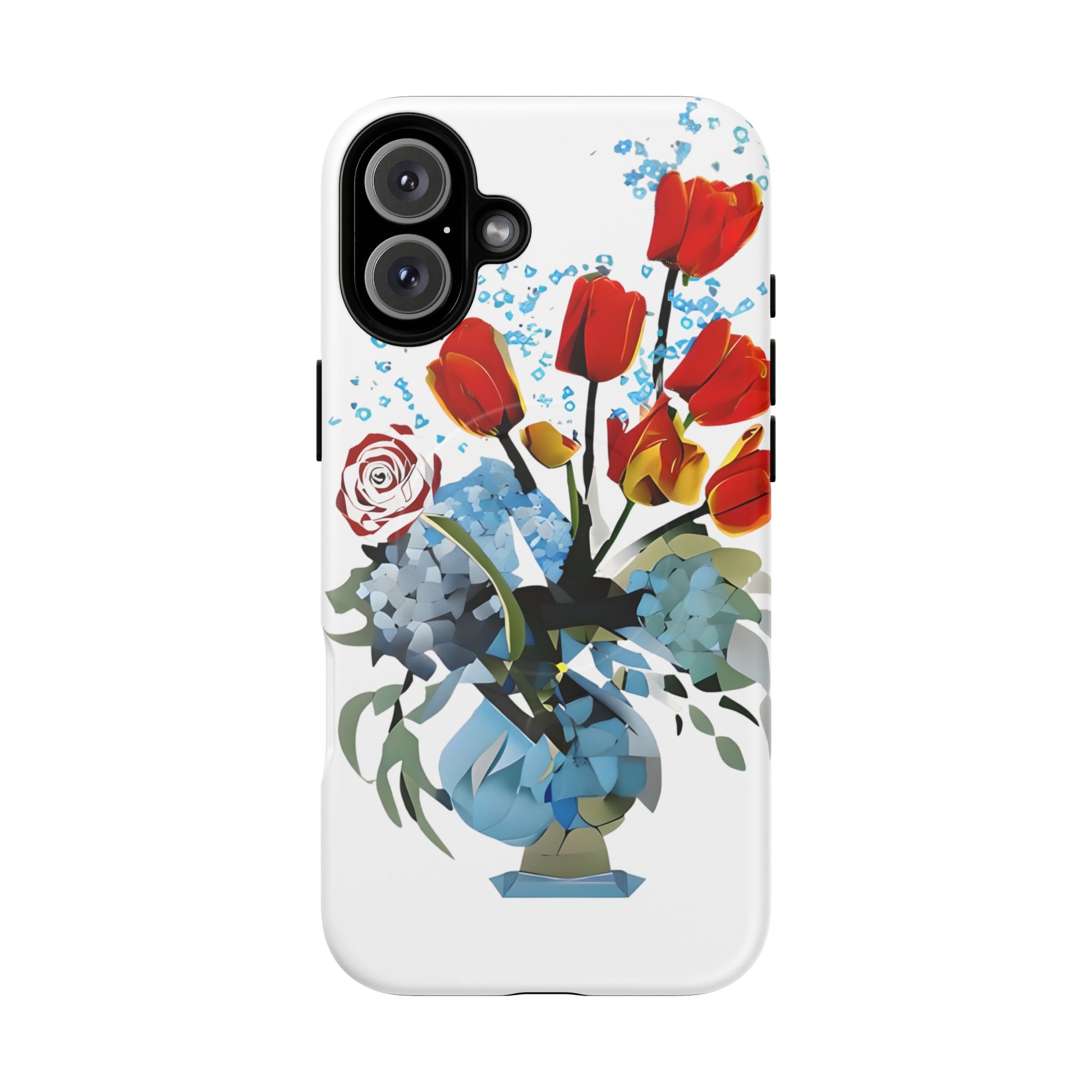 Bouquet Brilliance - Artistic Floral iPhone 16 Plus MagSafe Phone Case - Vibrant Tulip, Rose & Hydrangea Design