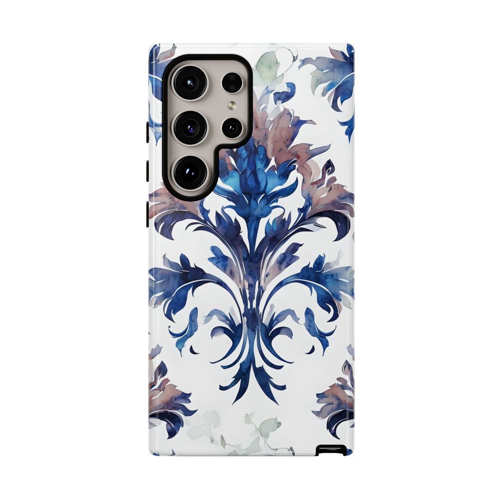Delft Reverie - Elegant Blue & White Samsung S24 Ultra Tough Phone Case - Dutch Delftware-Inspired Floral Design