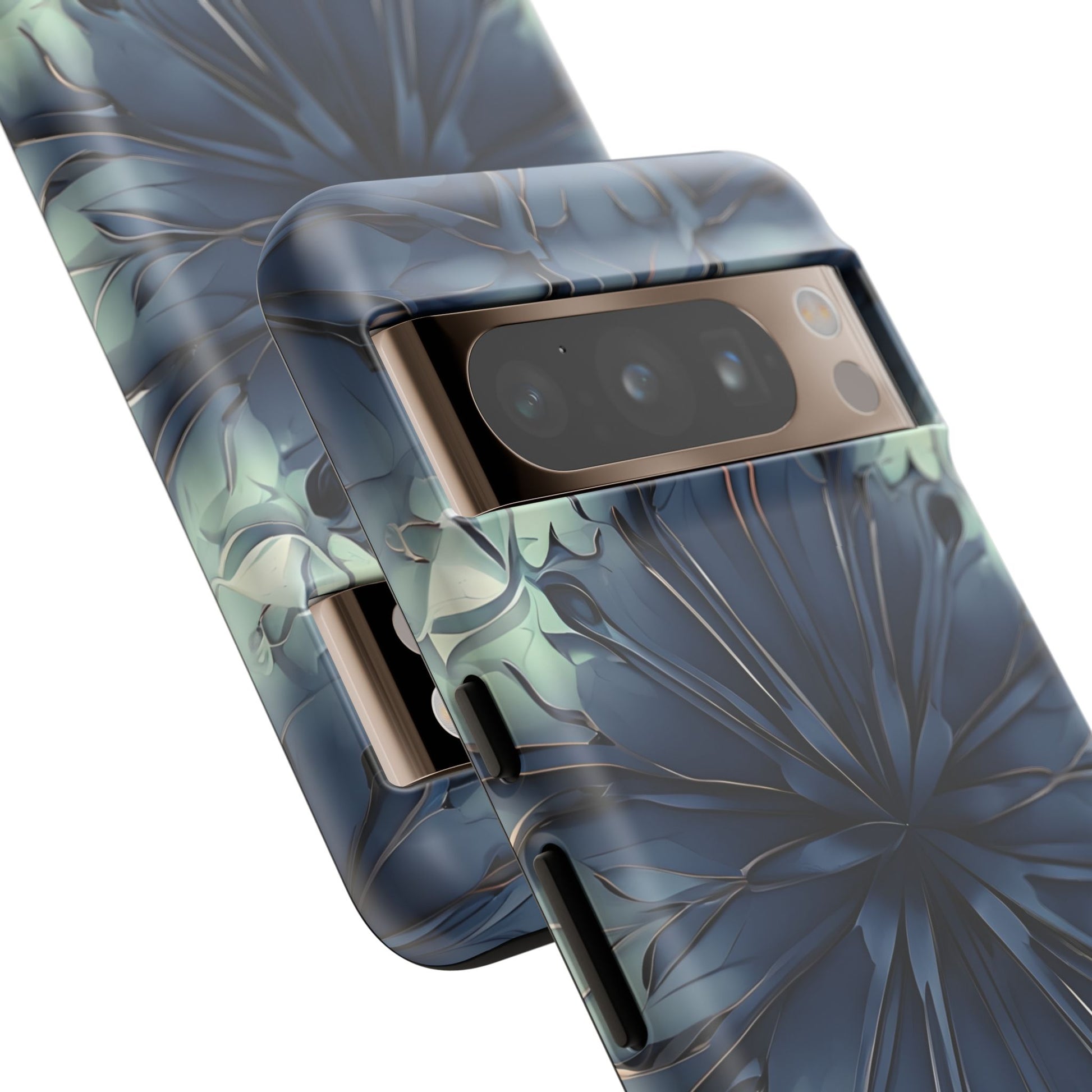 Indigo Mosaic - Artistic Kaleidoscope Collection Artistic Floral - Google Pixel 8 Pro Tough Phone Case - Bold Blue Symmetrical Design