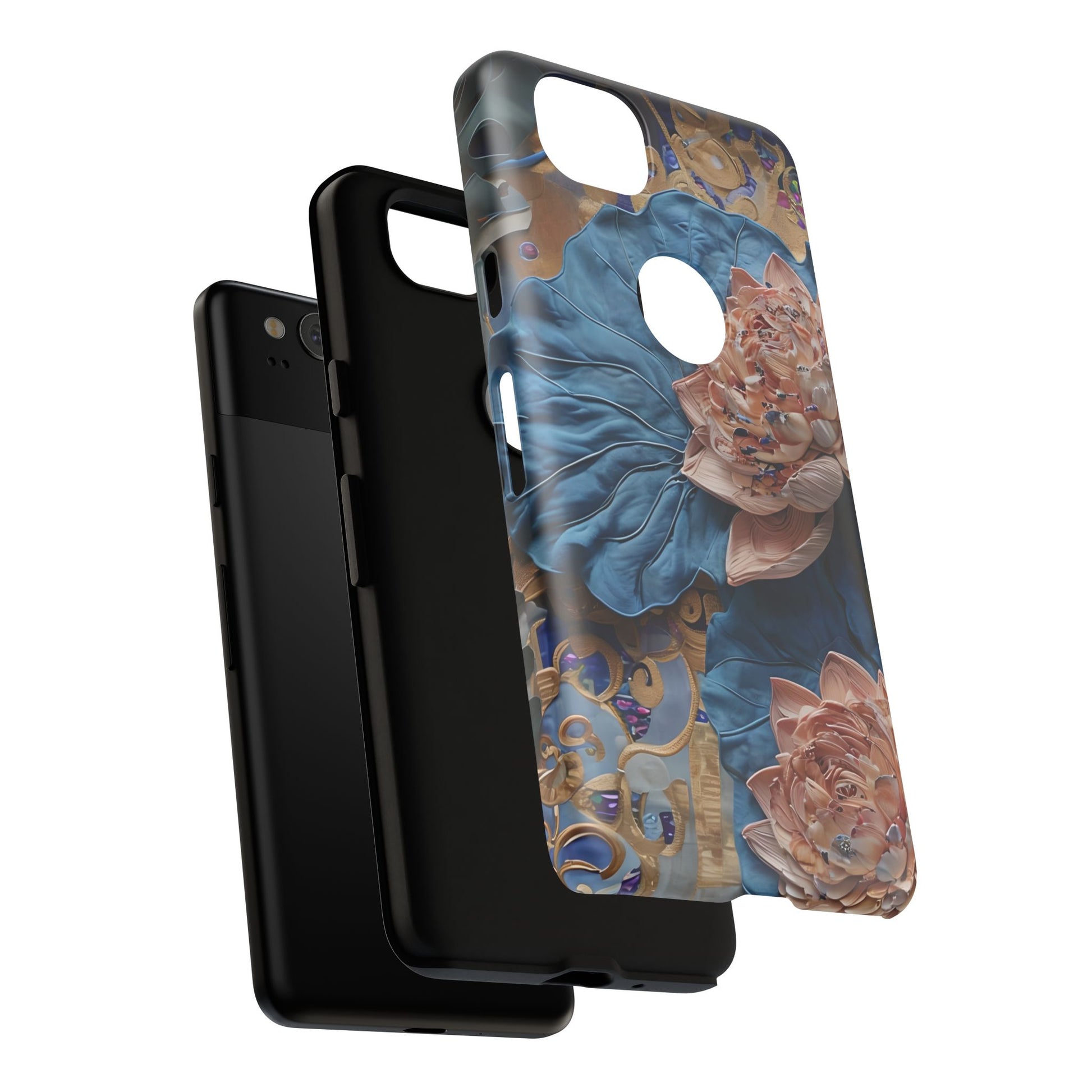 Peony Midnight Tapestry - Google Pixel 2 - Elegant Blue & Blush Artful Phone Cover