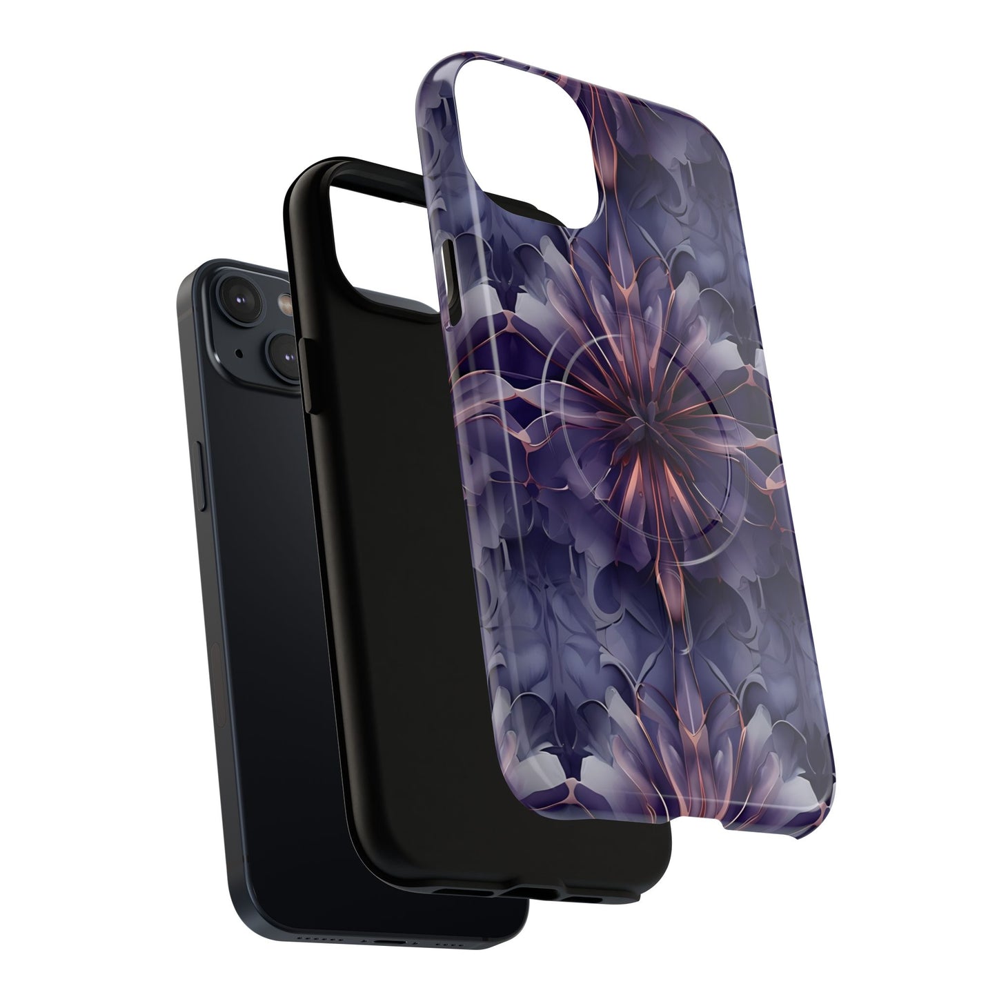 Dual-layer Twilight Tapestry iPhone MagSafe case showing shock absorbing protection