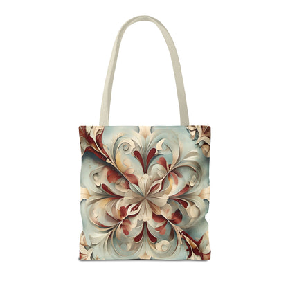 Vintage Baroque Blossom Tote Bag (16x16 & 18x18)- Ornate Floral Swirl in Soft Neutrals, Elegant Reusable & Eco-Friendly Canvas