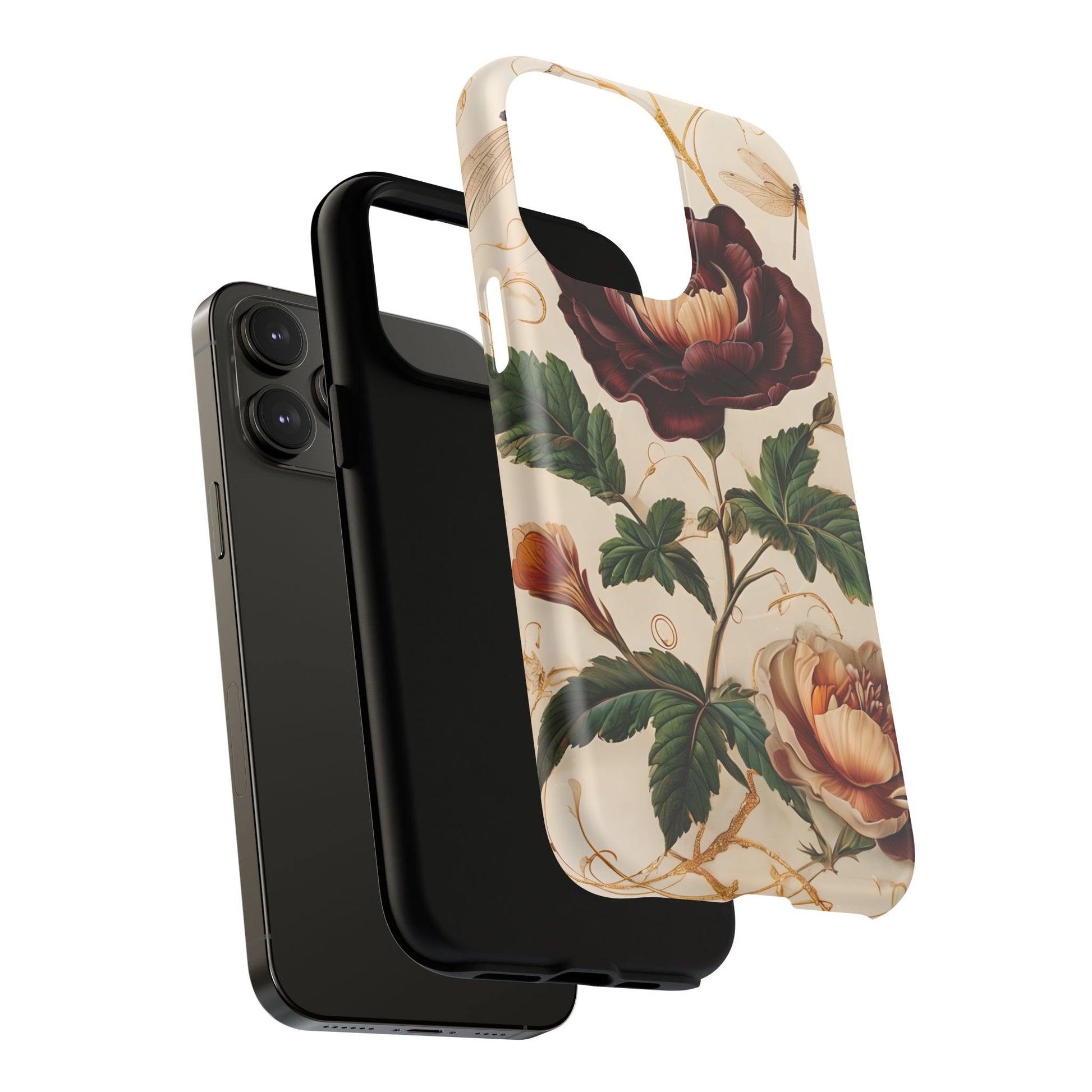 Vintage Burgundy Rose - Elegant Floral iPhone 14 Pro Max Phone Case - Classic Painterly Rose Design