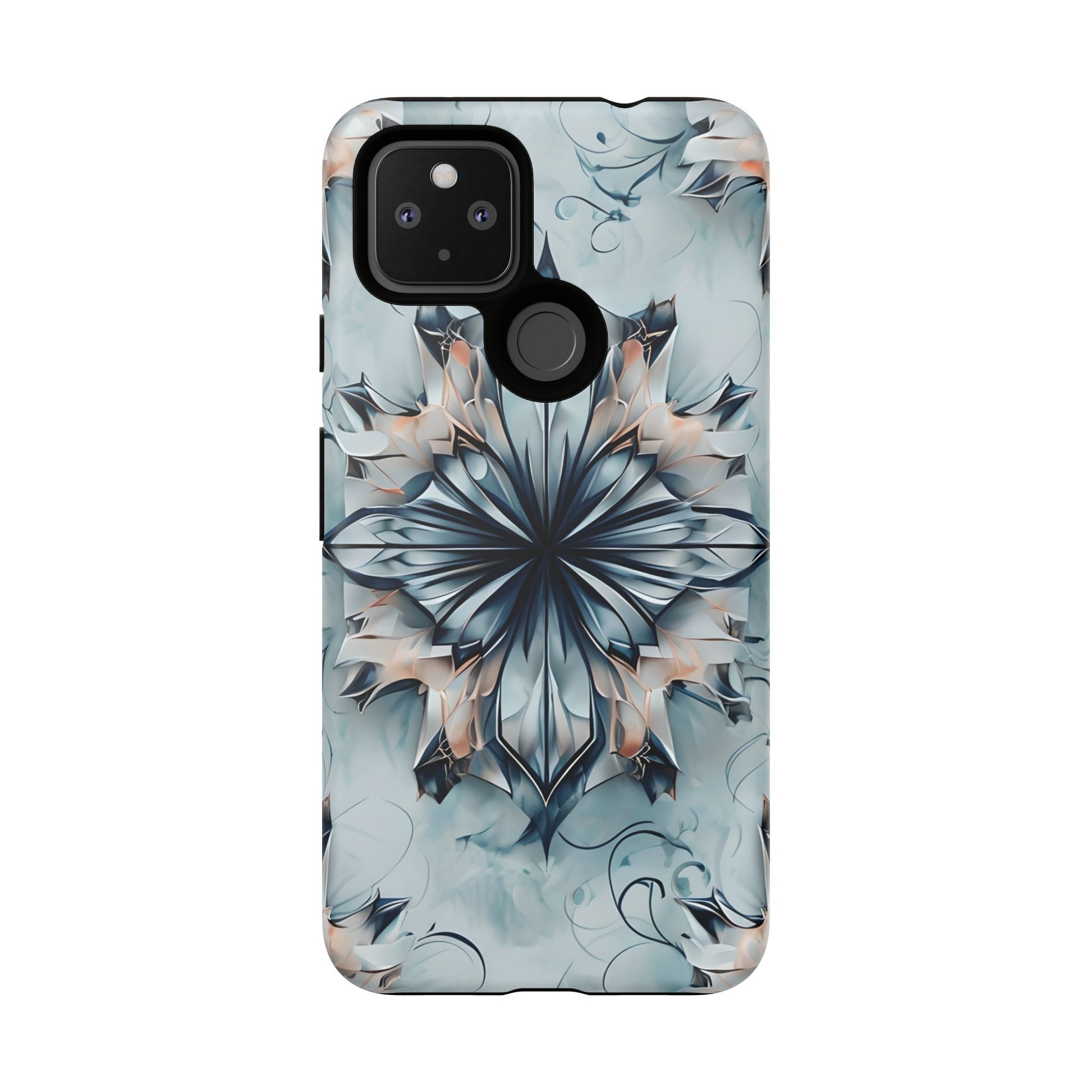 Indigo Mirage - Artistic Kaleidoscope Collection Artistic Floral - Google Pixel 4a 5G Tough Phone Case - Bold Indigo Symmetrical Design