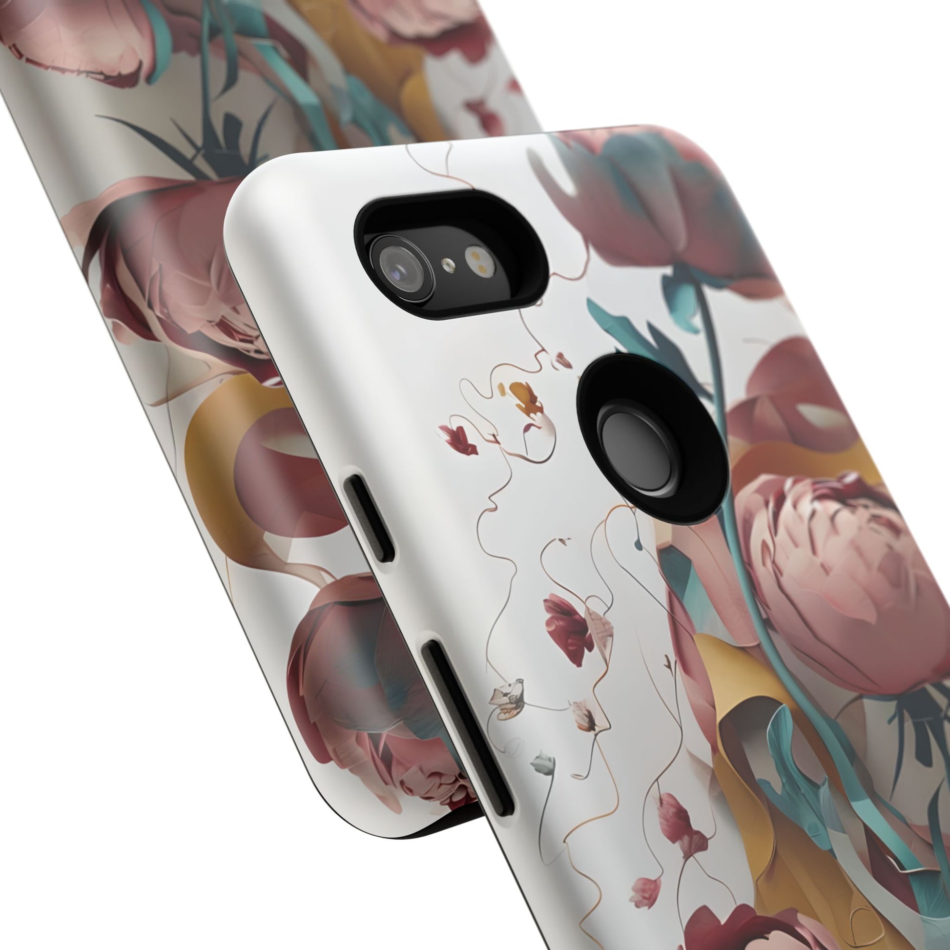 Blushing Peony Veil - Elegant Painterly Floral Google Pixel 3XL Tough Phone Case - Soft Blush & Teal Peony Design
