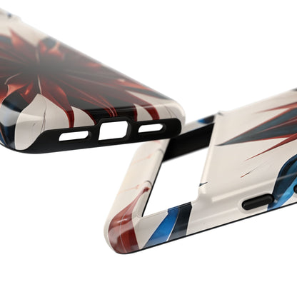 Garnet Starburst red, white and blue starburst geometric pattern Google Pixel case camera bar detail