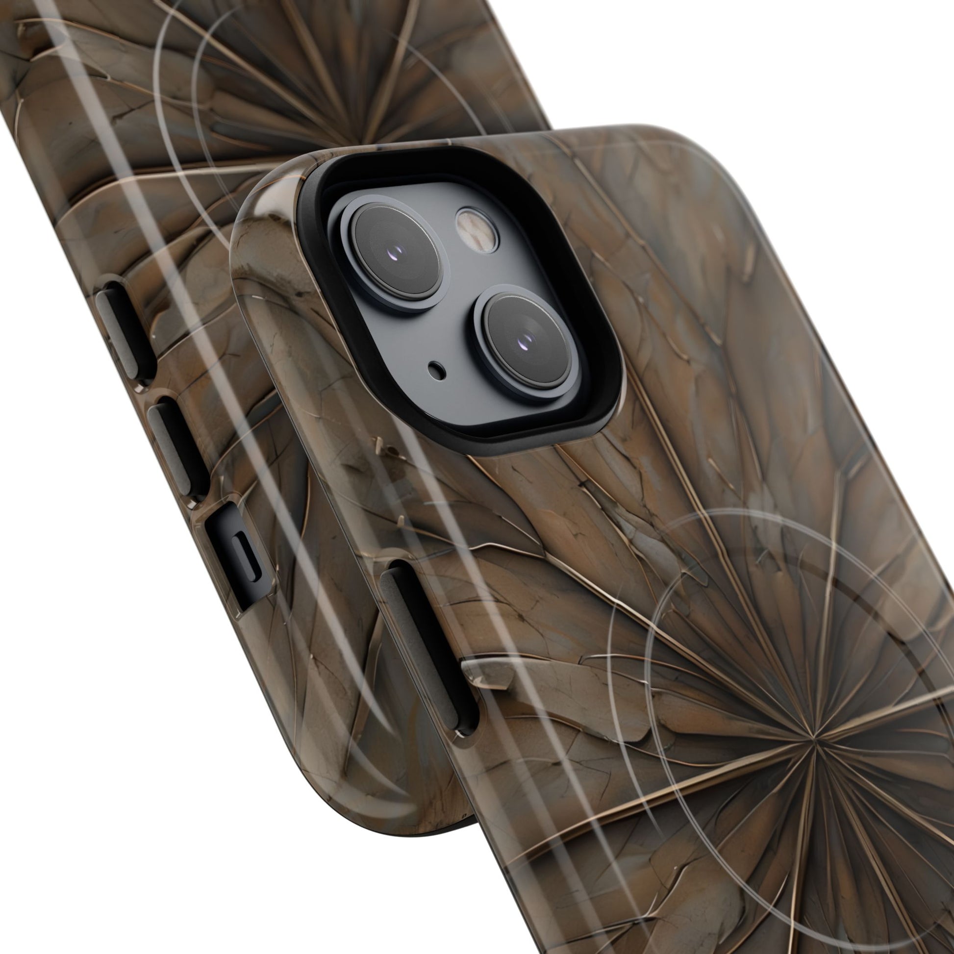 Earthstone Mandala - Kaleidoscope Collection Artistic Taupe Burst - iPhone 14 MagSafe Phone Case