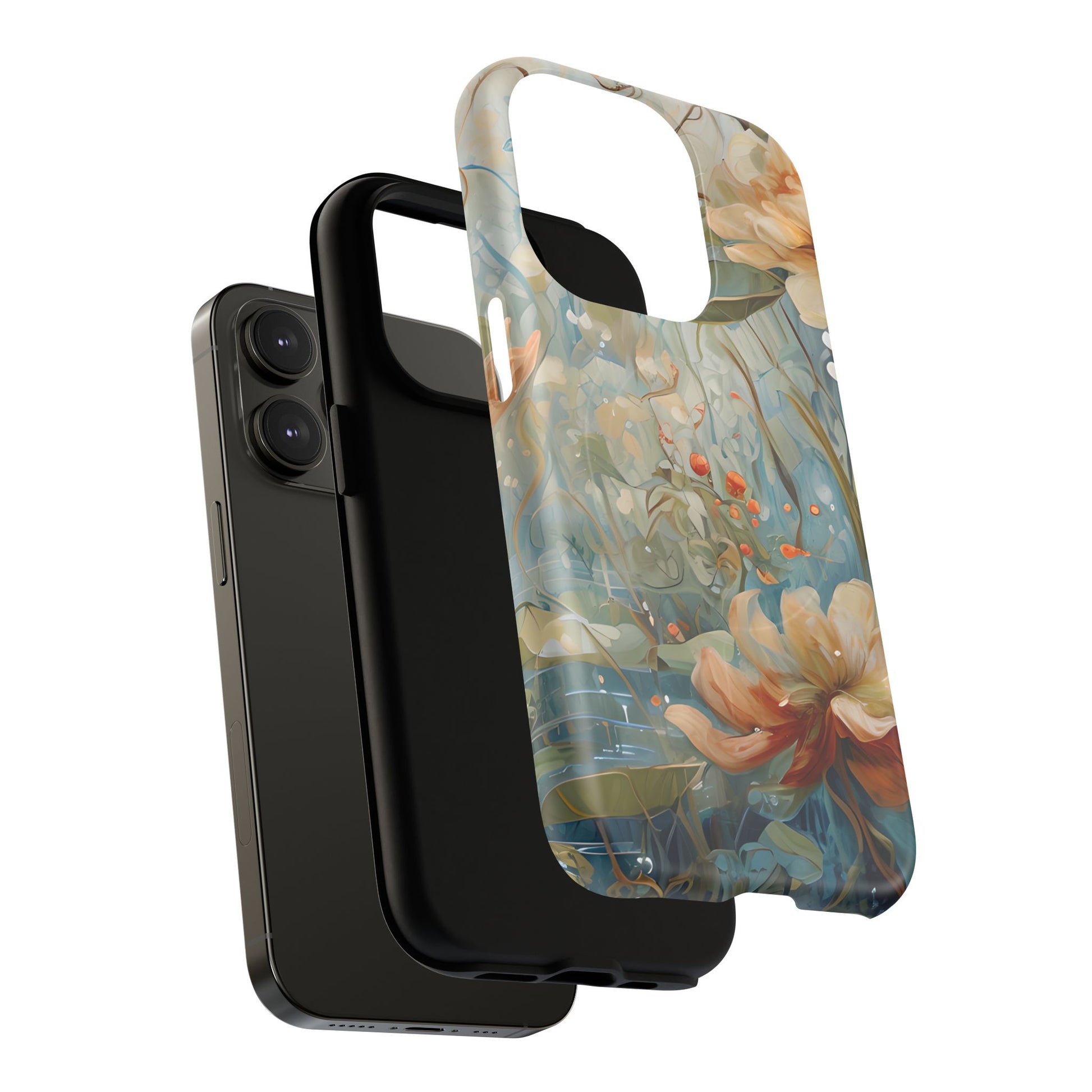 Waterlily Dreamscape - Artistic Floral iPhone 14 Pro MagSafe Phone Case -Waterlily & Lotus Design