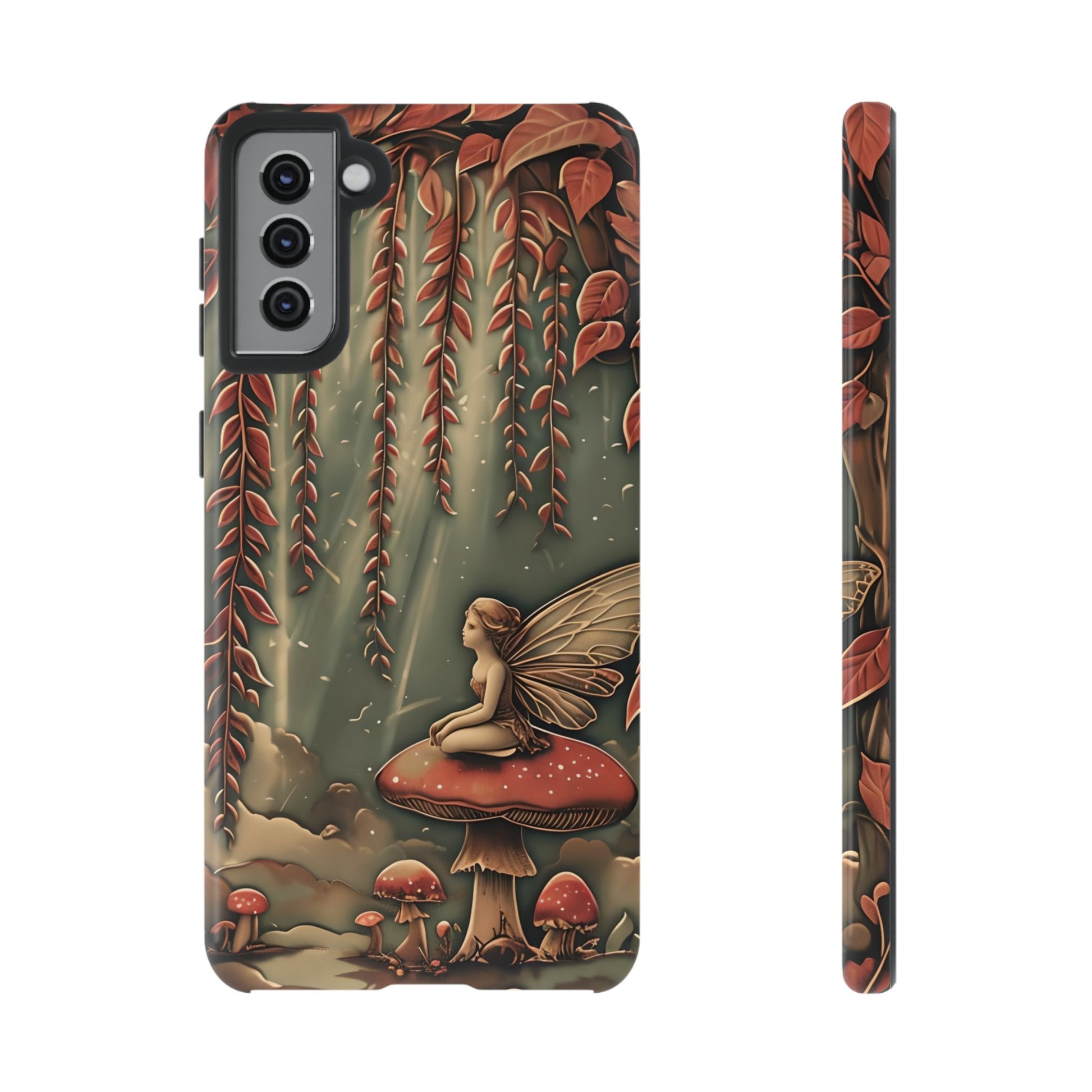 Willow Whisper - Tranquil Nature Art Samsung Galaxy S21 Plus Tough Phone Case - Serene Willow Tree & Meditative Figure Design