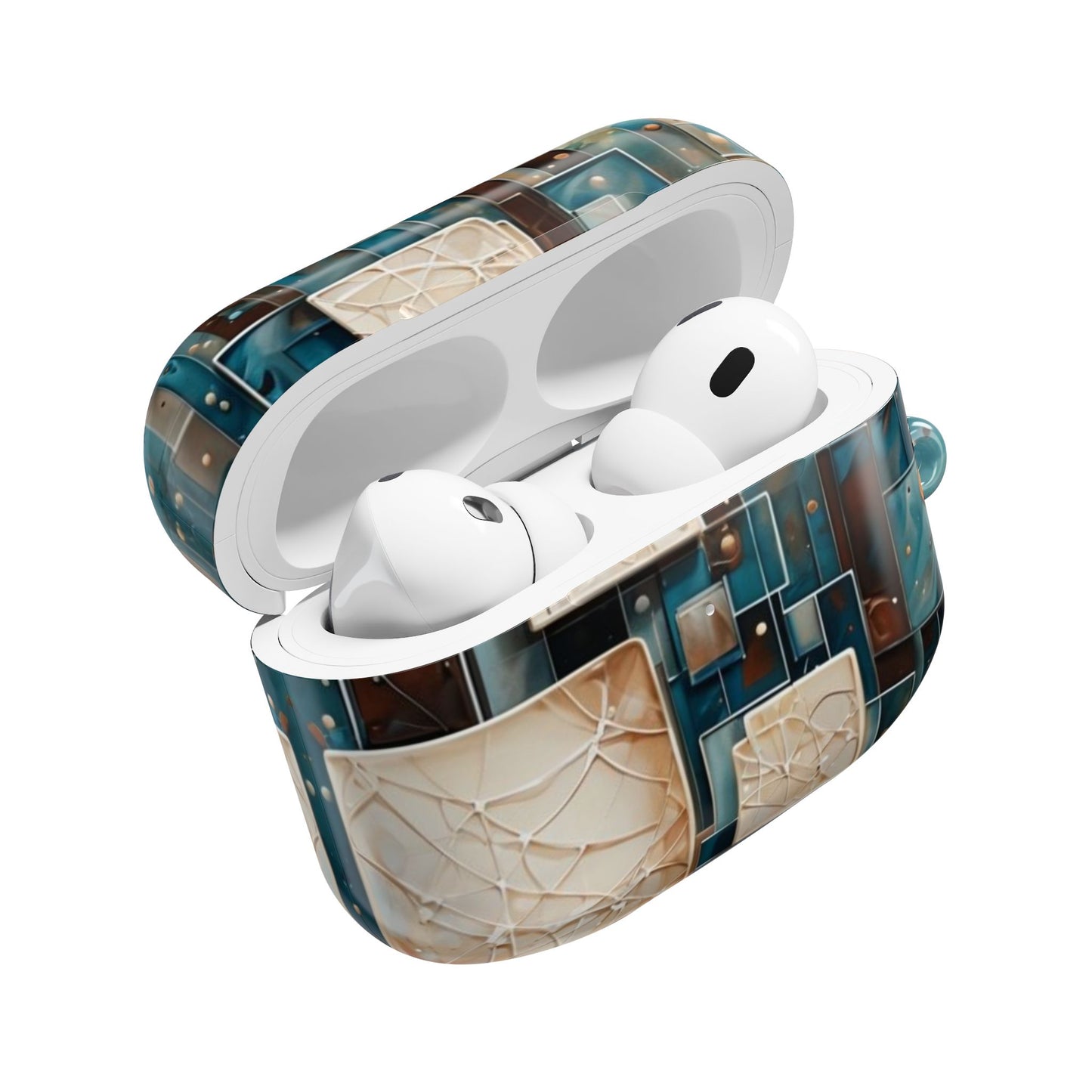 Architectural Drift AirPods Case - Modern Geometric Teal & Parchment Design for Gen 1, 2, 3, Pro Gen 1 & 2