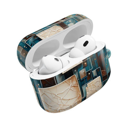 Architectural Drift AirPods Case - Modern Geometric Teal & Parchment Design for Gen 1, 2, 3, Pro Gen 1 & 2